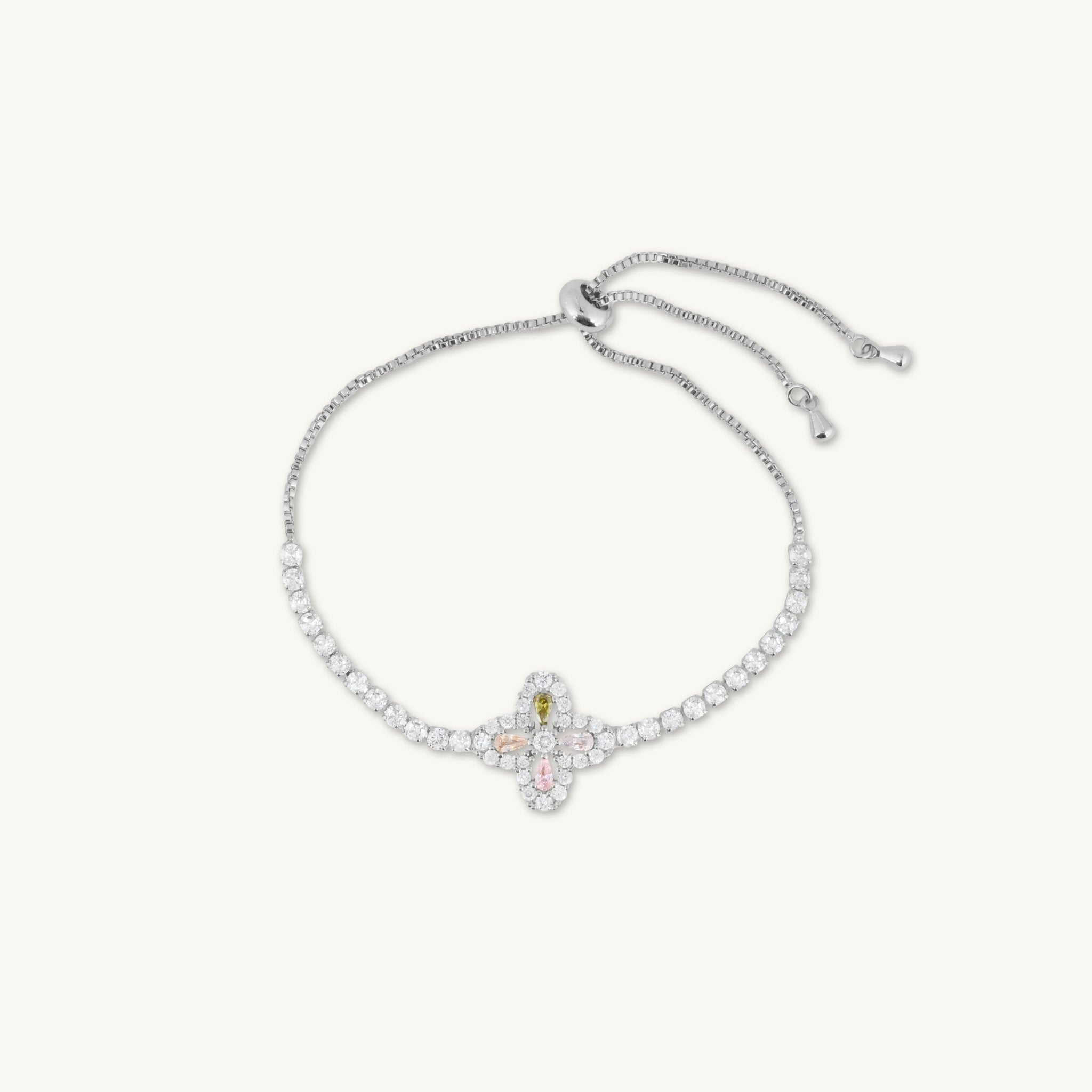 Clover Tennis Rainbow Zirconia Chain Bracelet - Camile & Stone