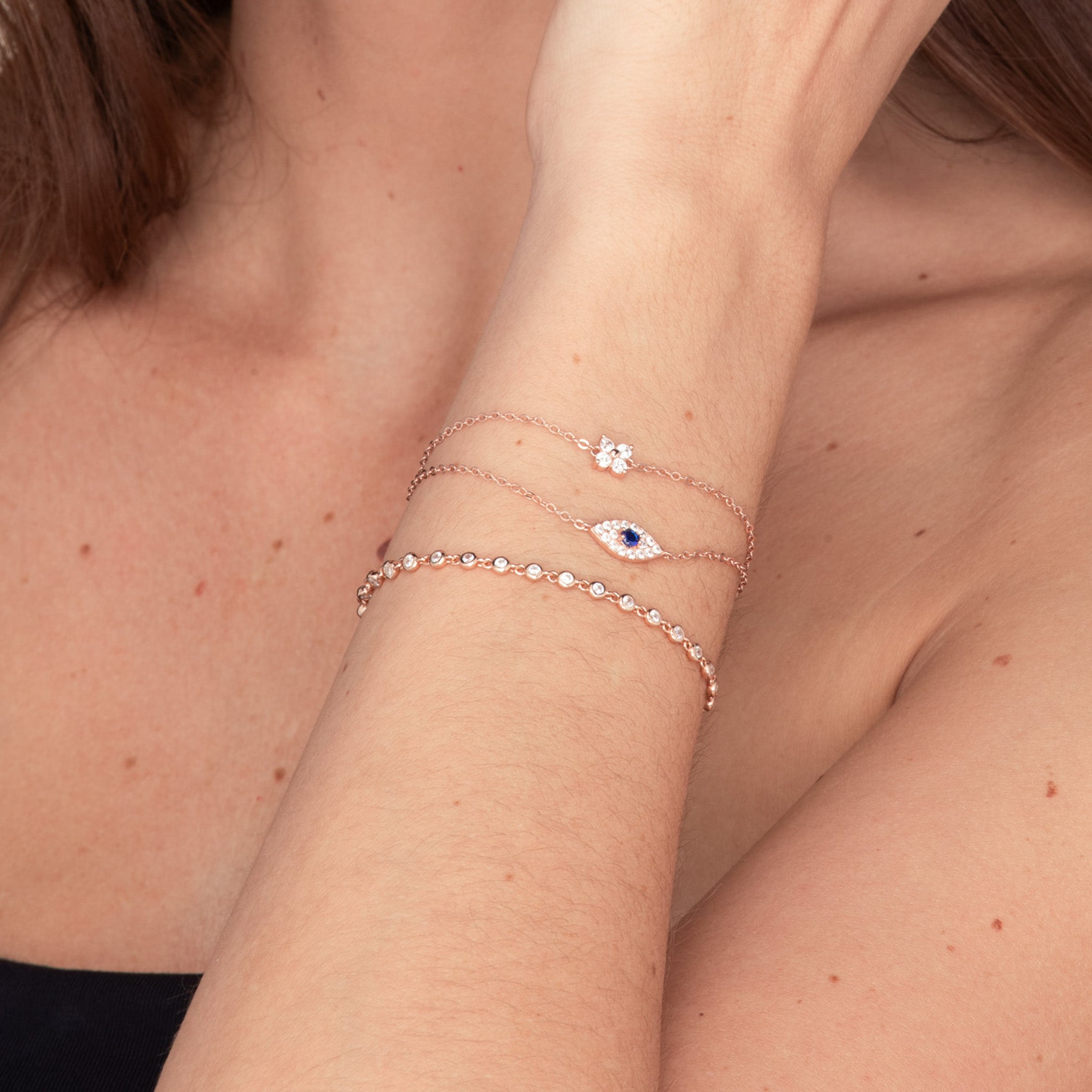 Clover Zirconia Chain Bracelet - Camile & Stone