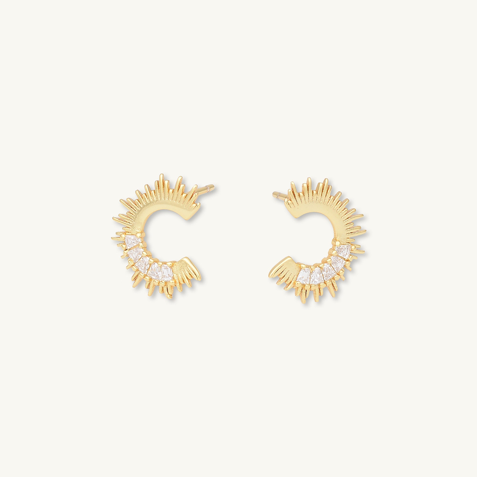 Crescent Moon Zirconia C Stud Earrings - Camile & Stone