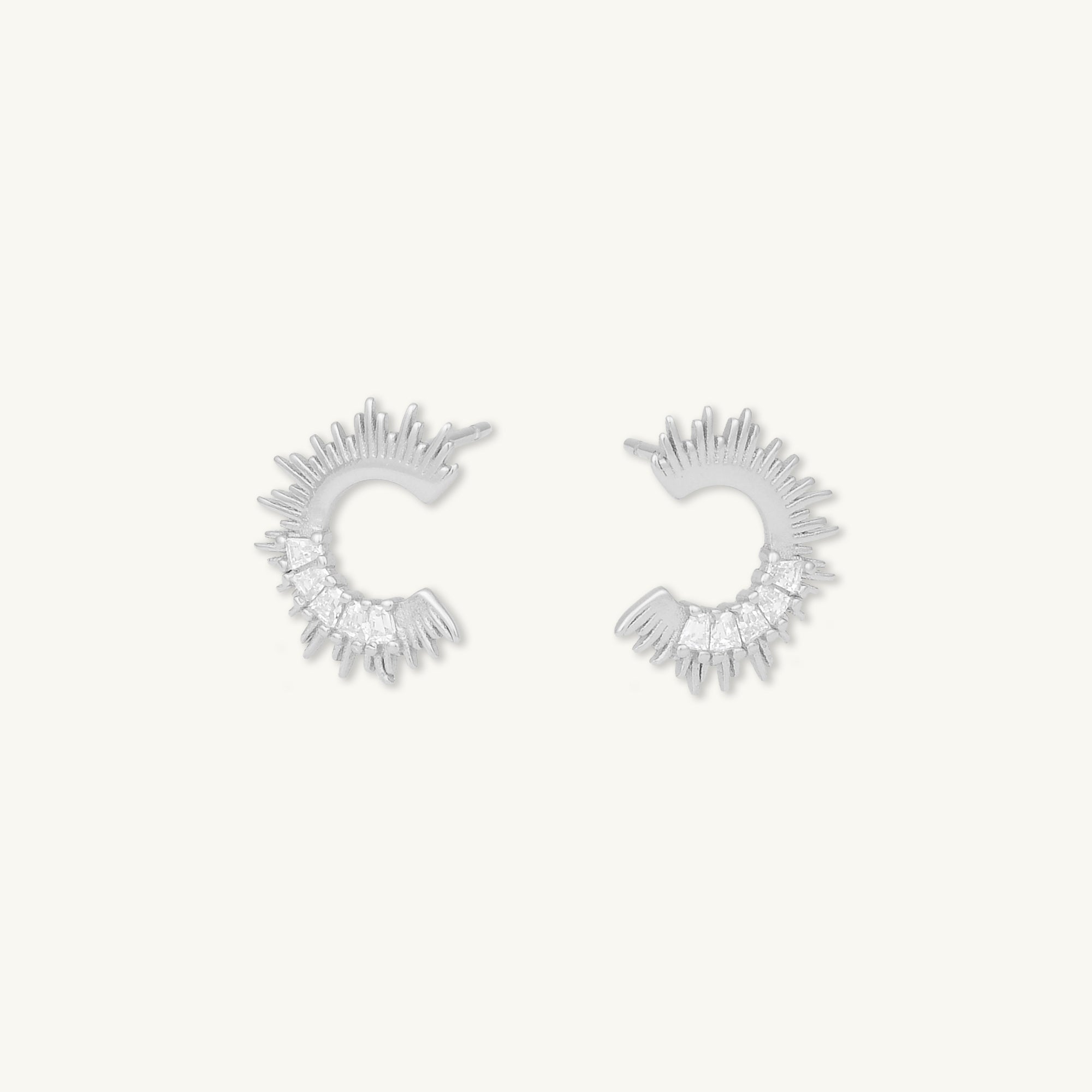 Crescent Moon Zirconia C Stud Earrings - Camile & Stone