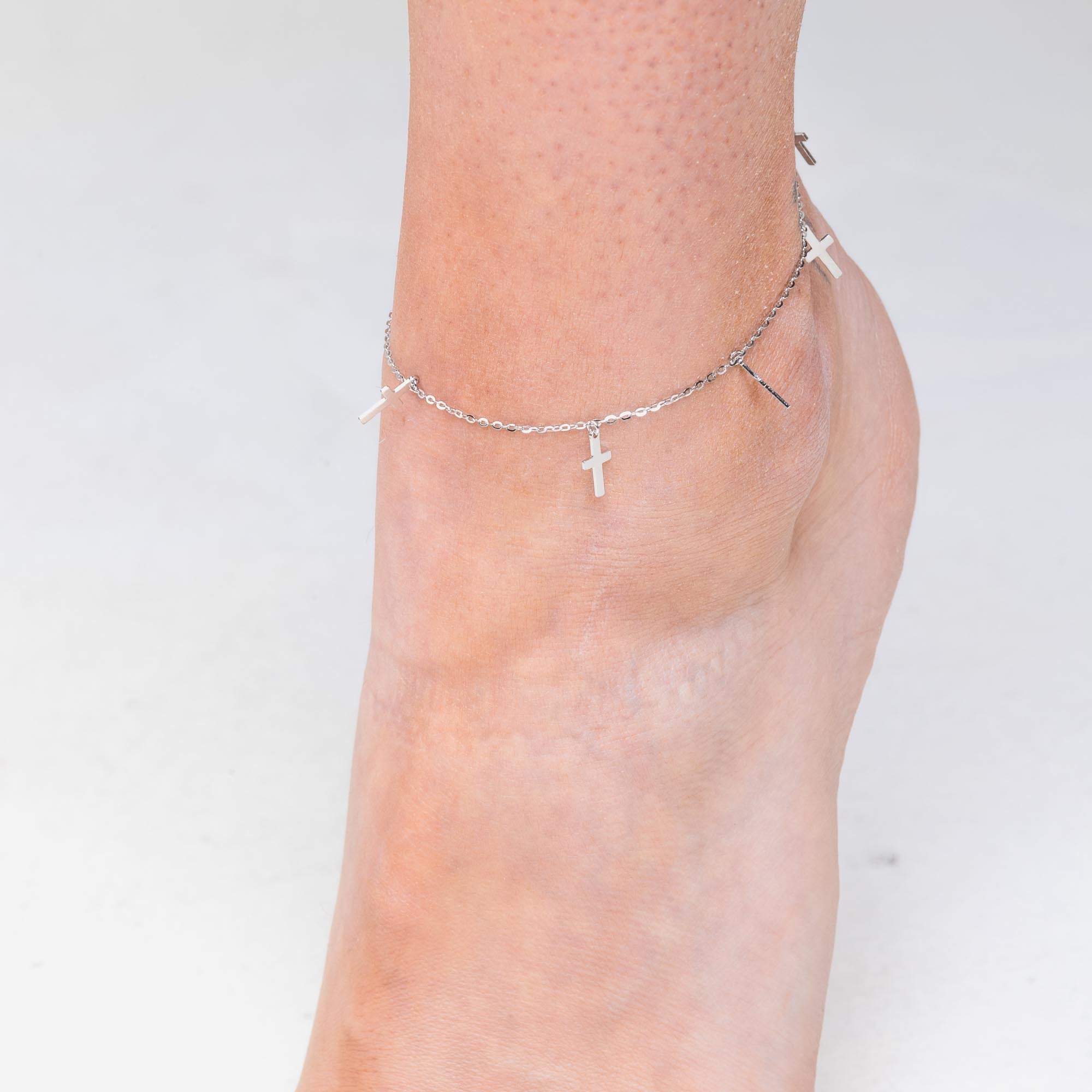 Cross Dangling Chain Anklet - Camile & Stone