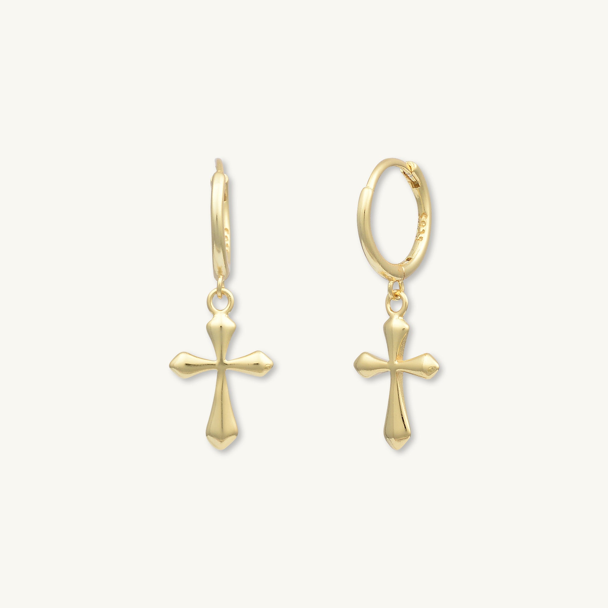 Cross Hoop Huggie Earrings - Camile & Stone
