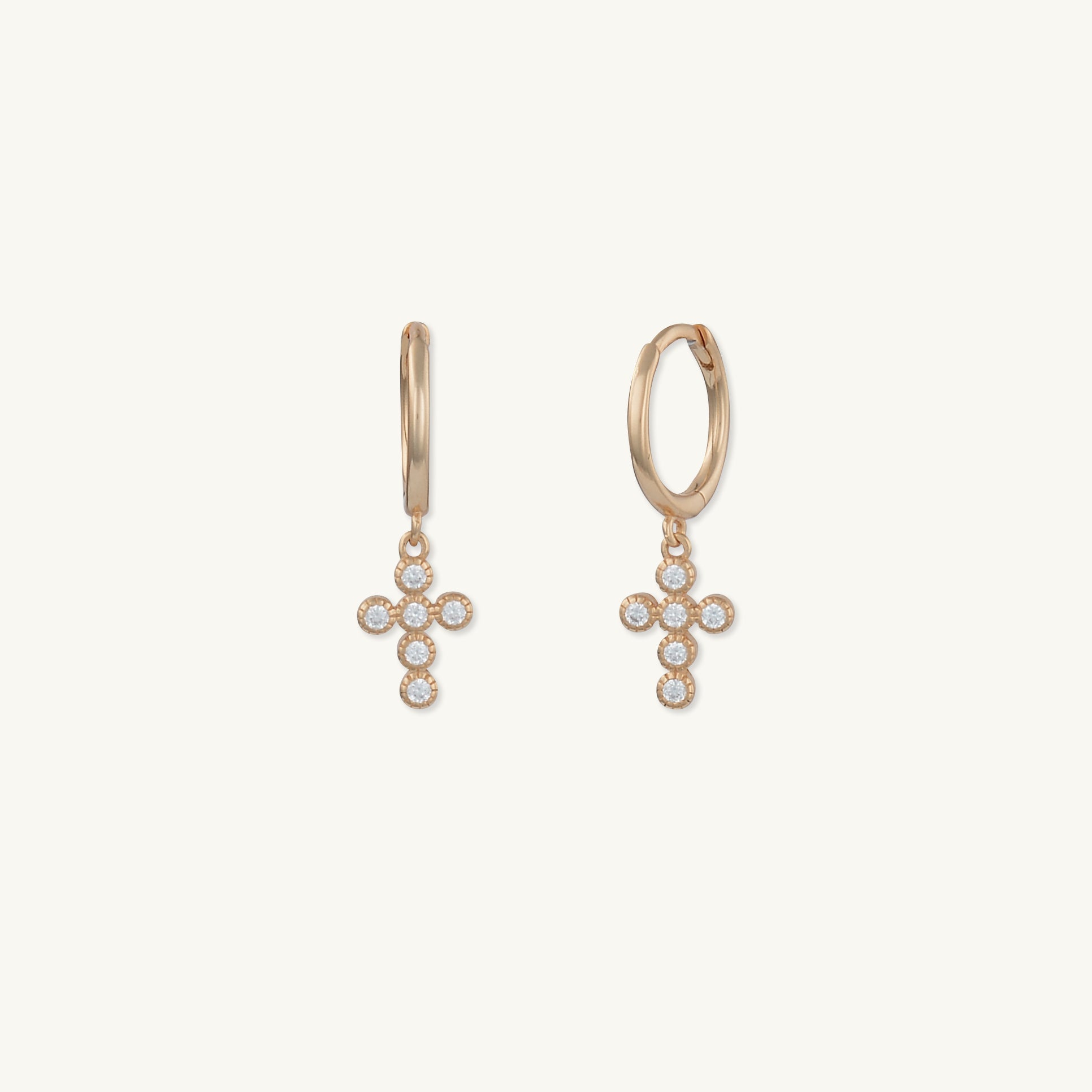 Cross Sapphire Huggie Earrings - Camile & Stone