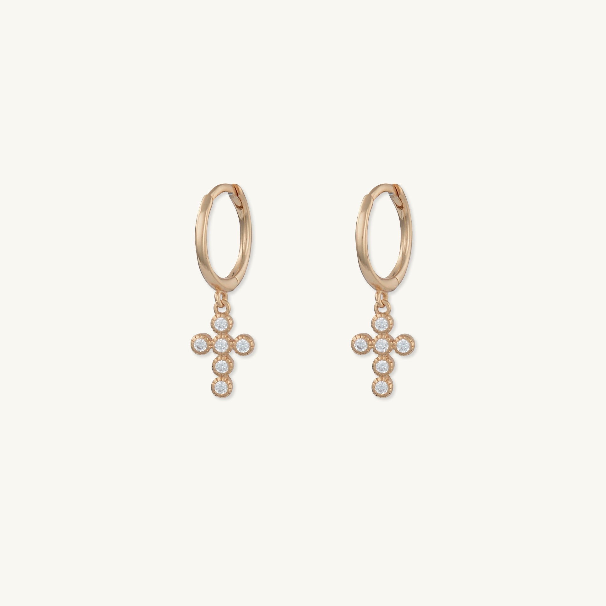 Cross Sapphire Huggie Earrings - Camile & Stone