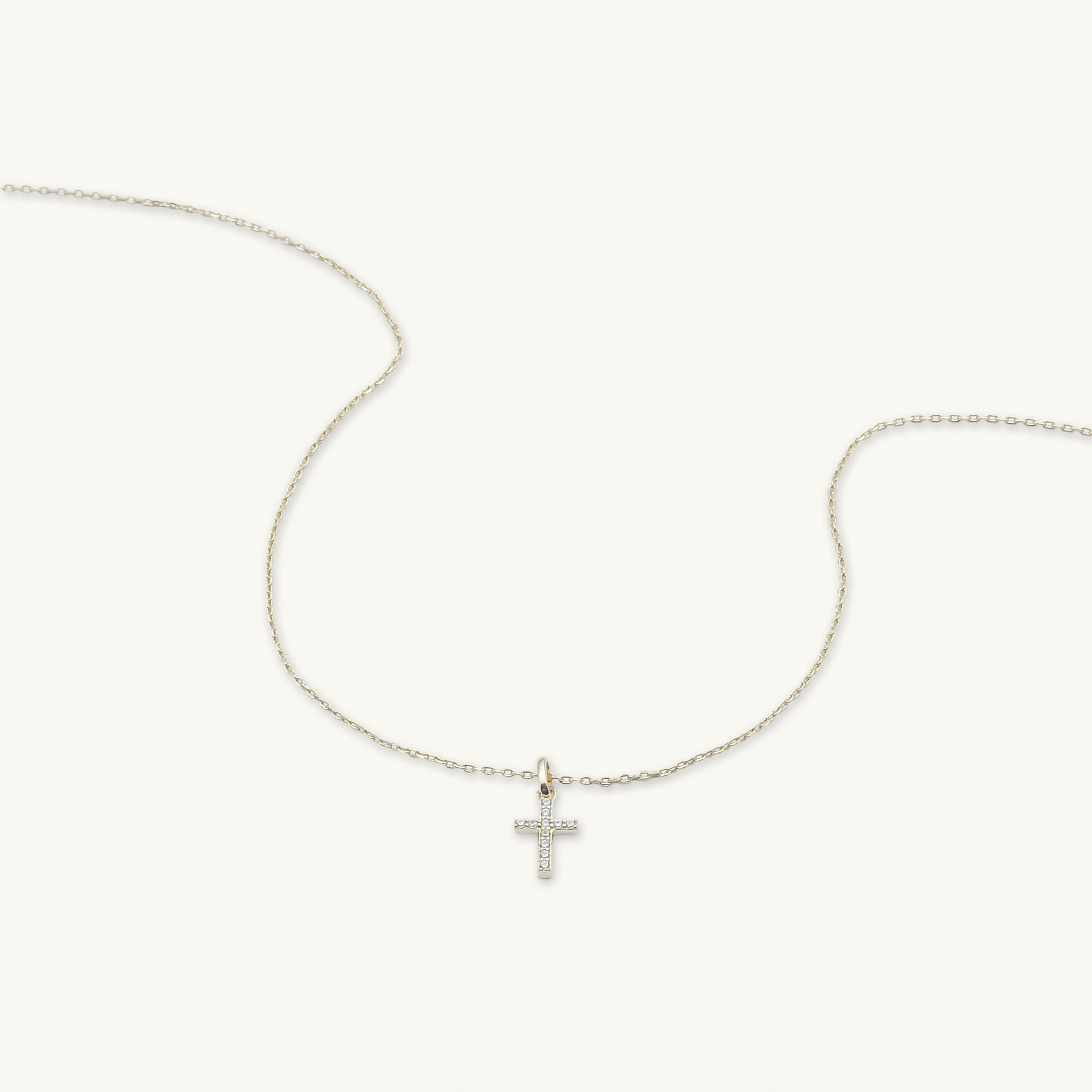 Cross Sapphire Pendant Chain Necklace - Camile & Stone