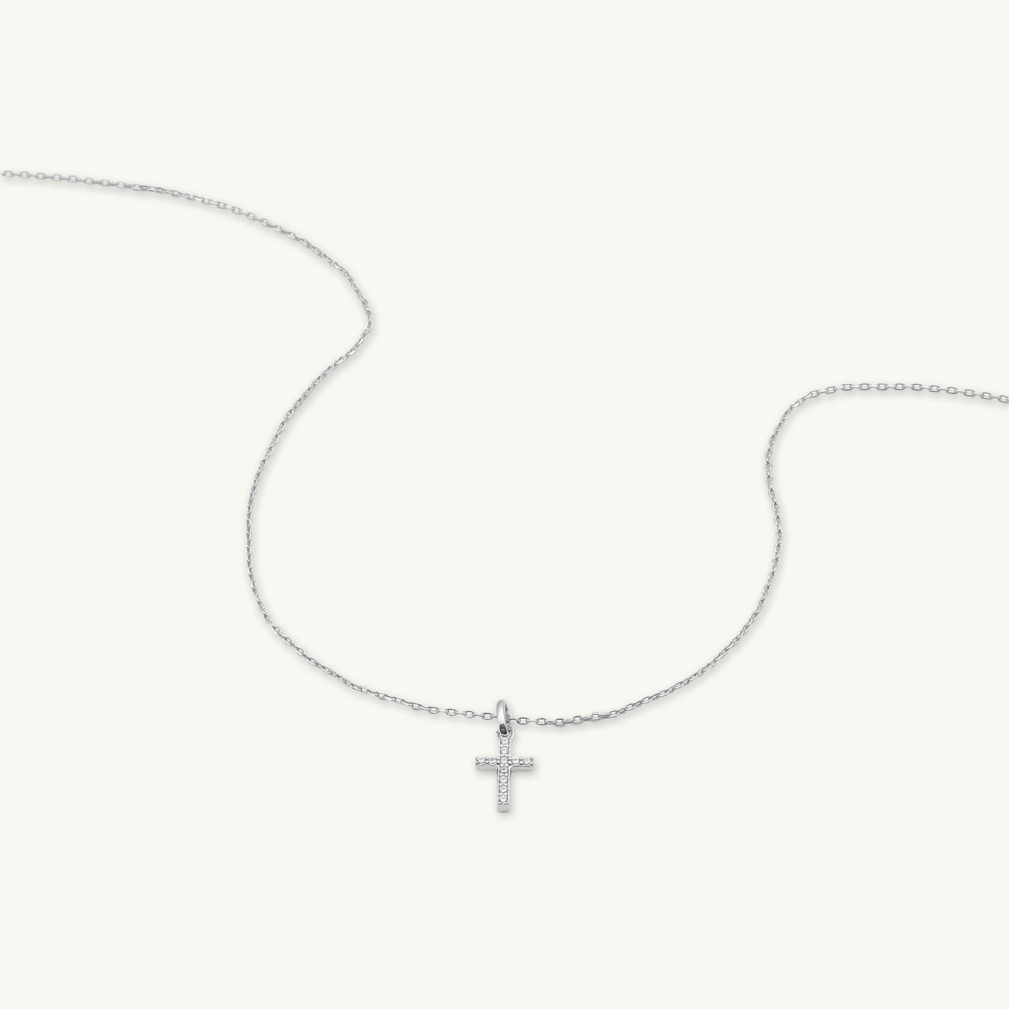 Cross Sapphire Pendant Chain Necklace - Camile & Stone