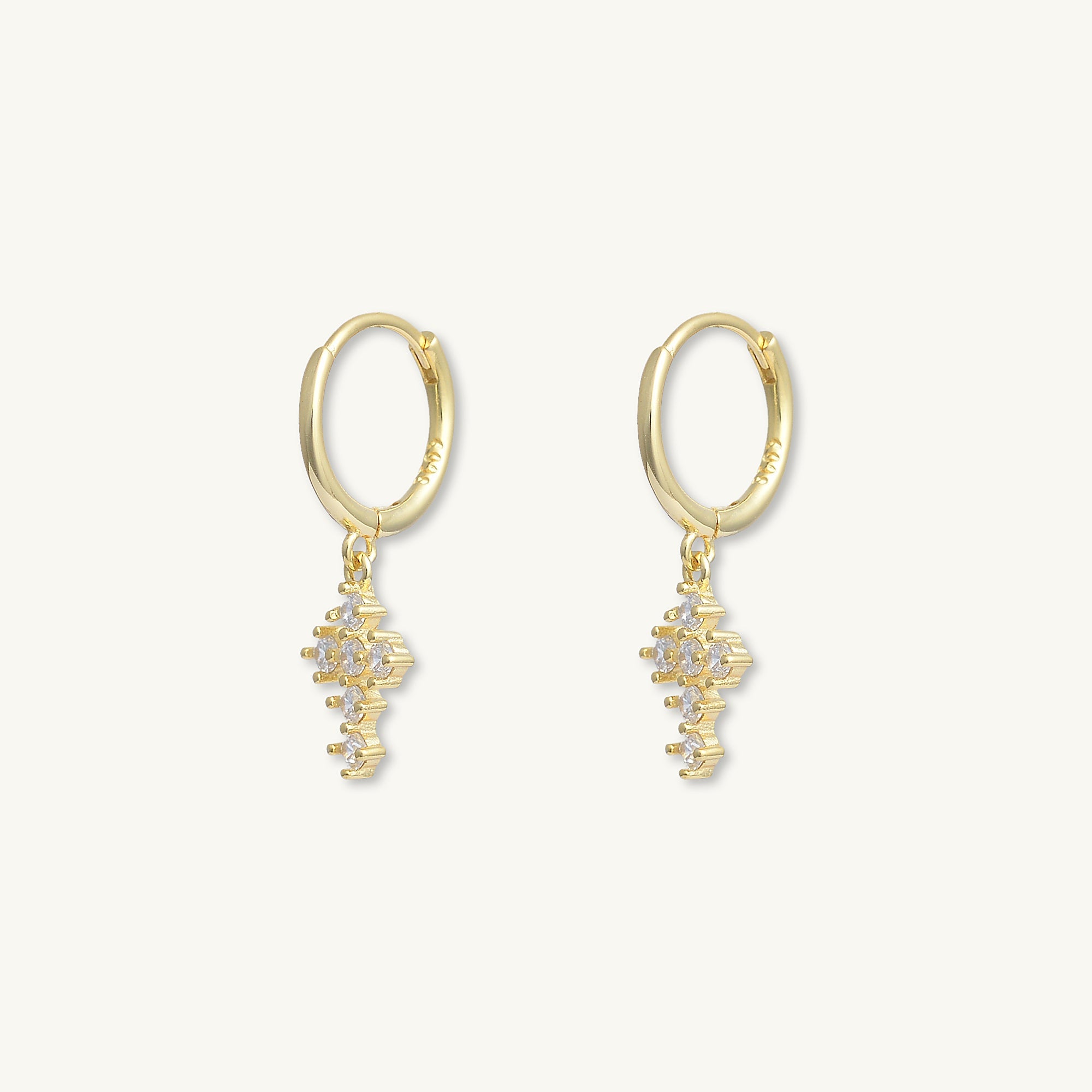 Cross Zirconia Huggie Earrings - Camile & Stone