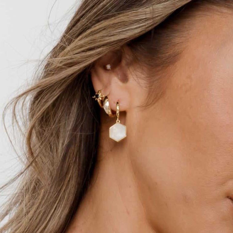 Dome Sapphire Huggie Earrings - Camile & Stone