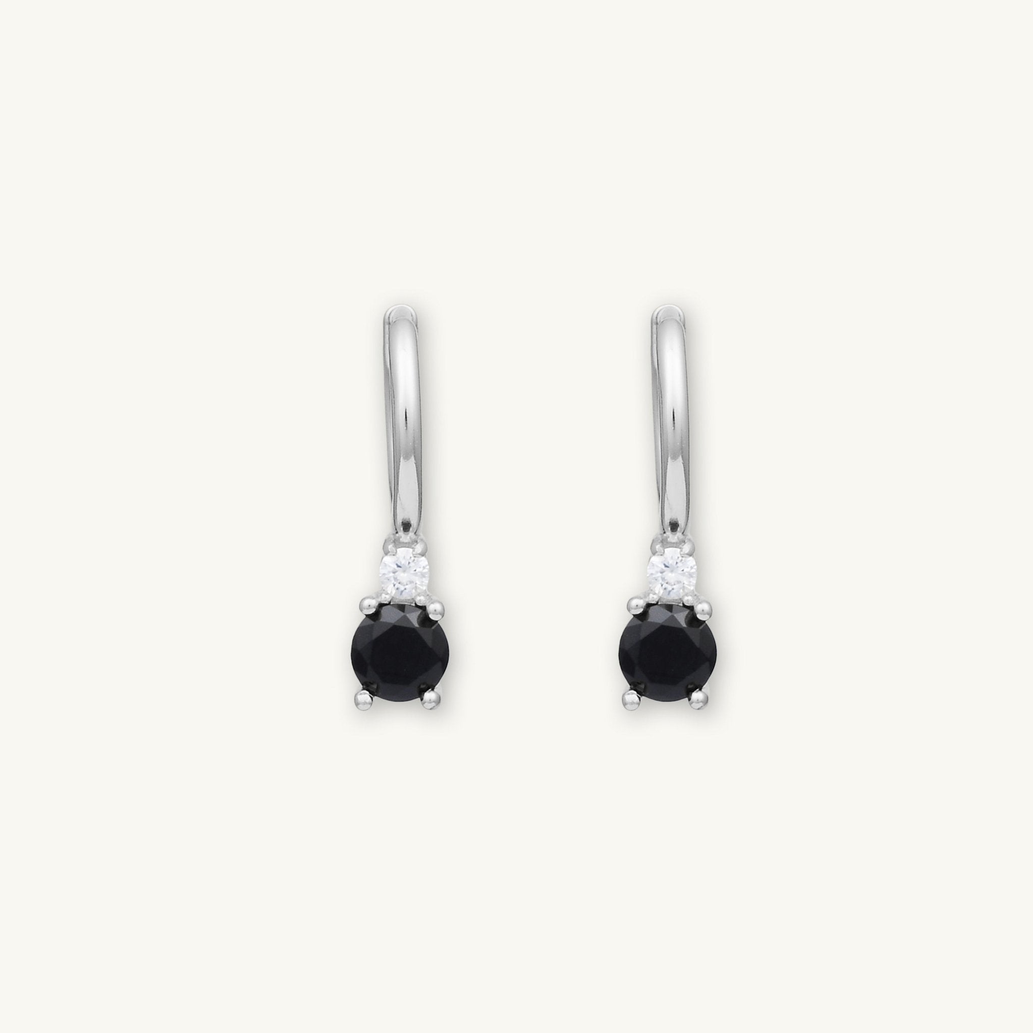 Double Black Solitaire Huggie Earrings - Camile & Stone