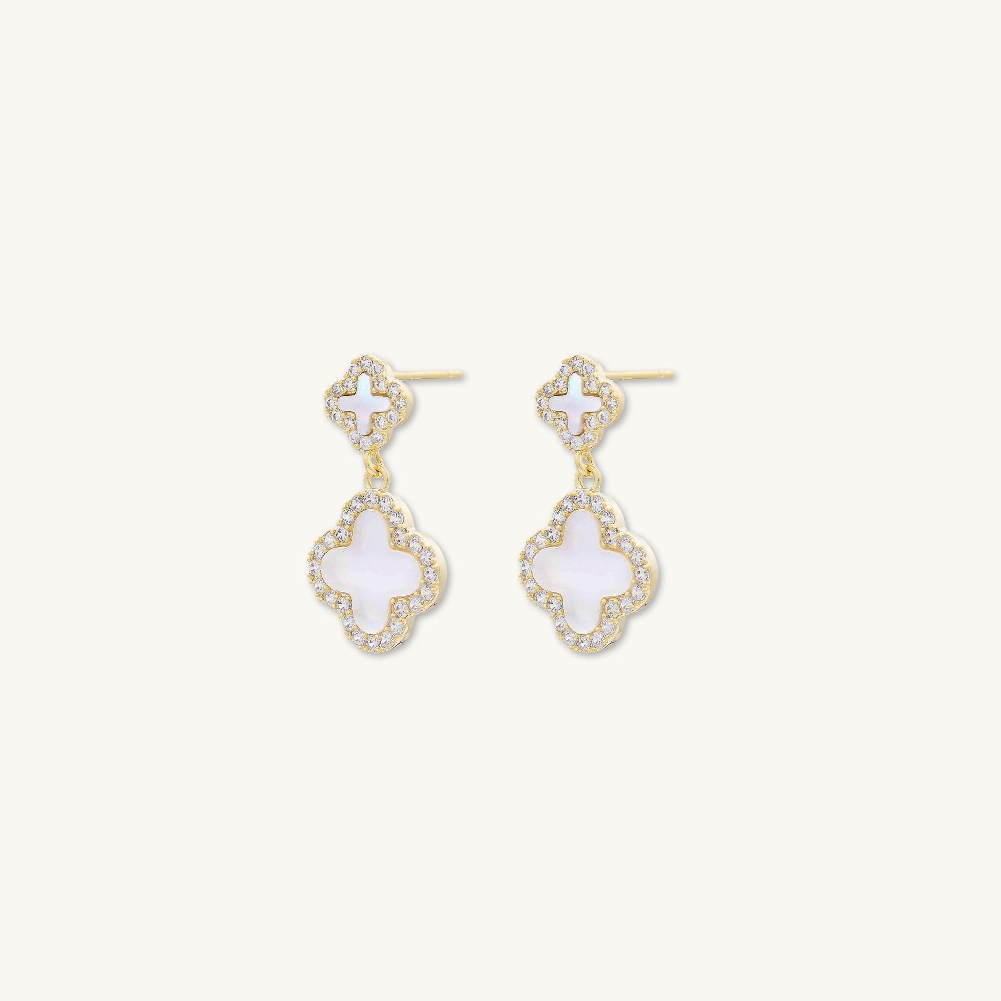 Double Clover MOP Stud Earrings - Camile & Stone