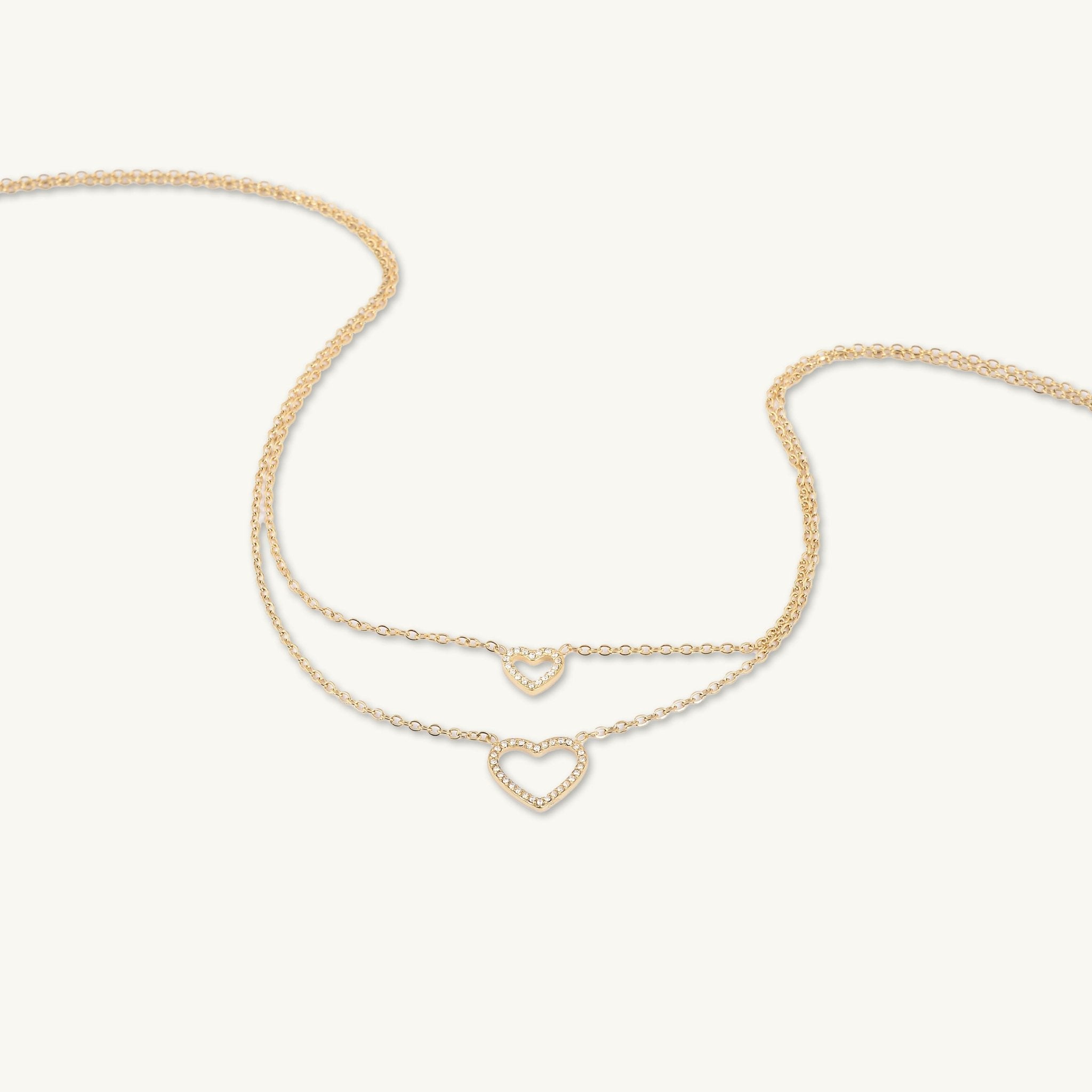 Double Love Heart Layered Necklace - Camile & Stone