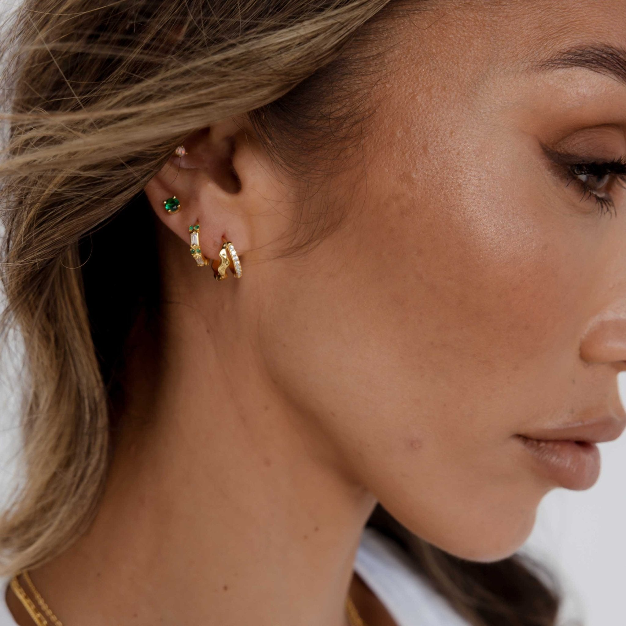 Double Molten Sapphire Huggie Earrings - Camile & Stone