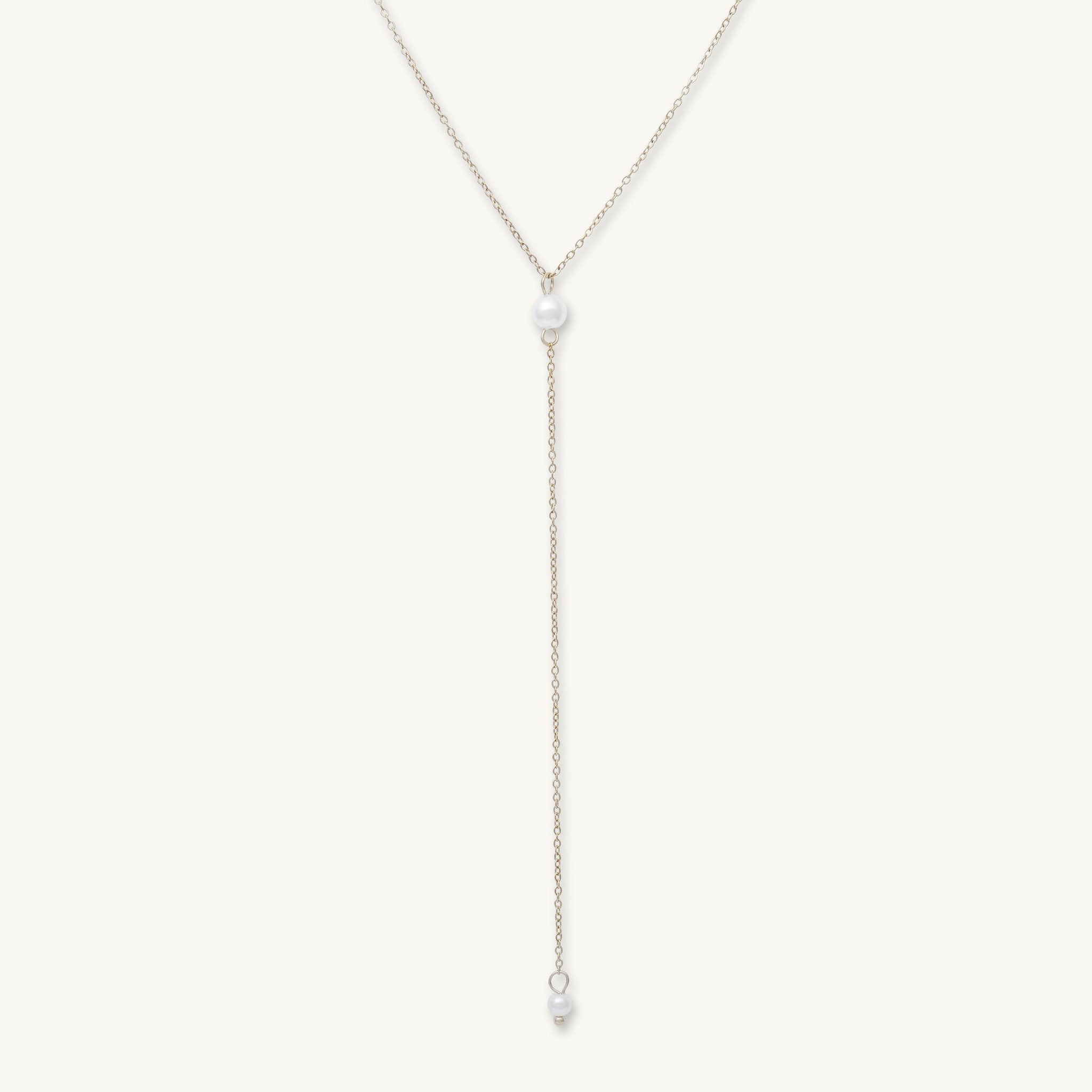 Double Pearl Y Drop Necklace - Camile & Stone