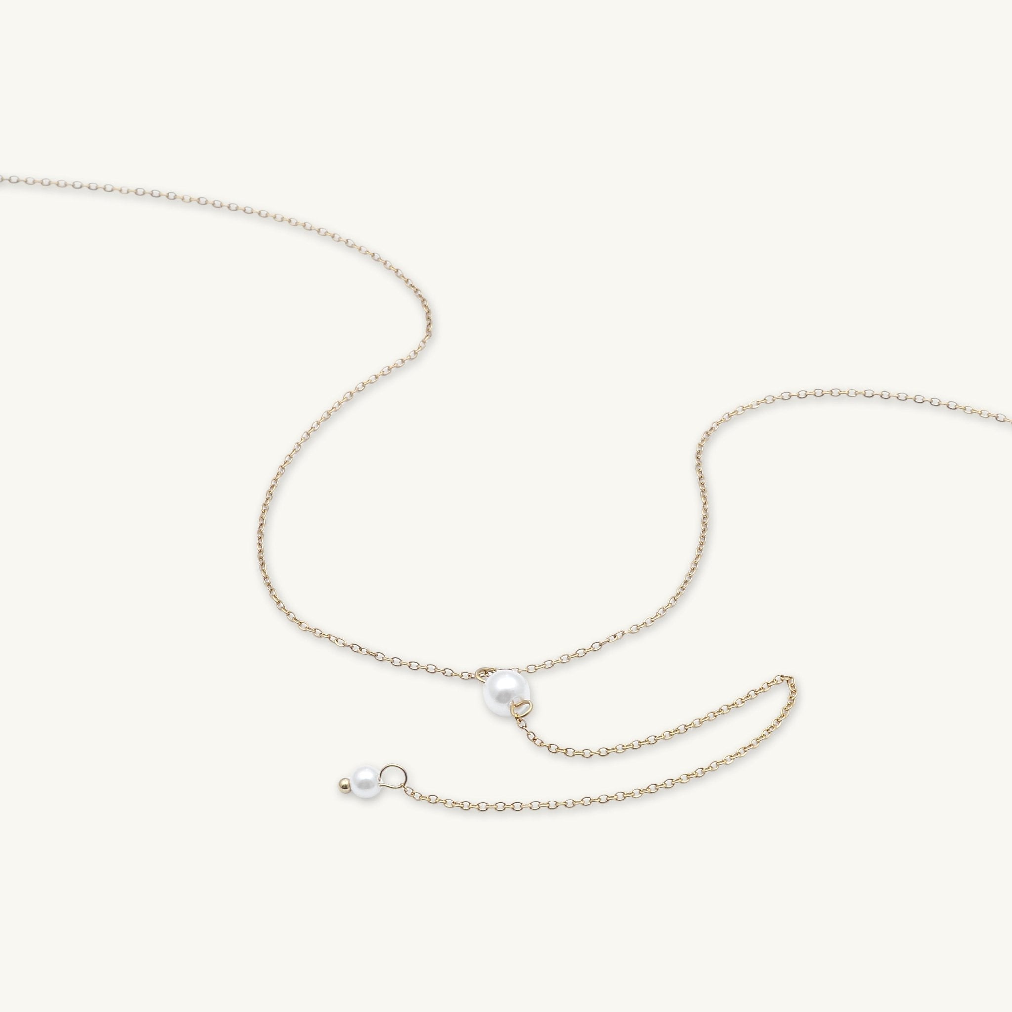 Double Pearl Y Drop Necklace - Camile & Stone