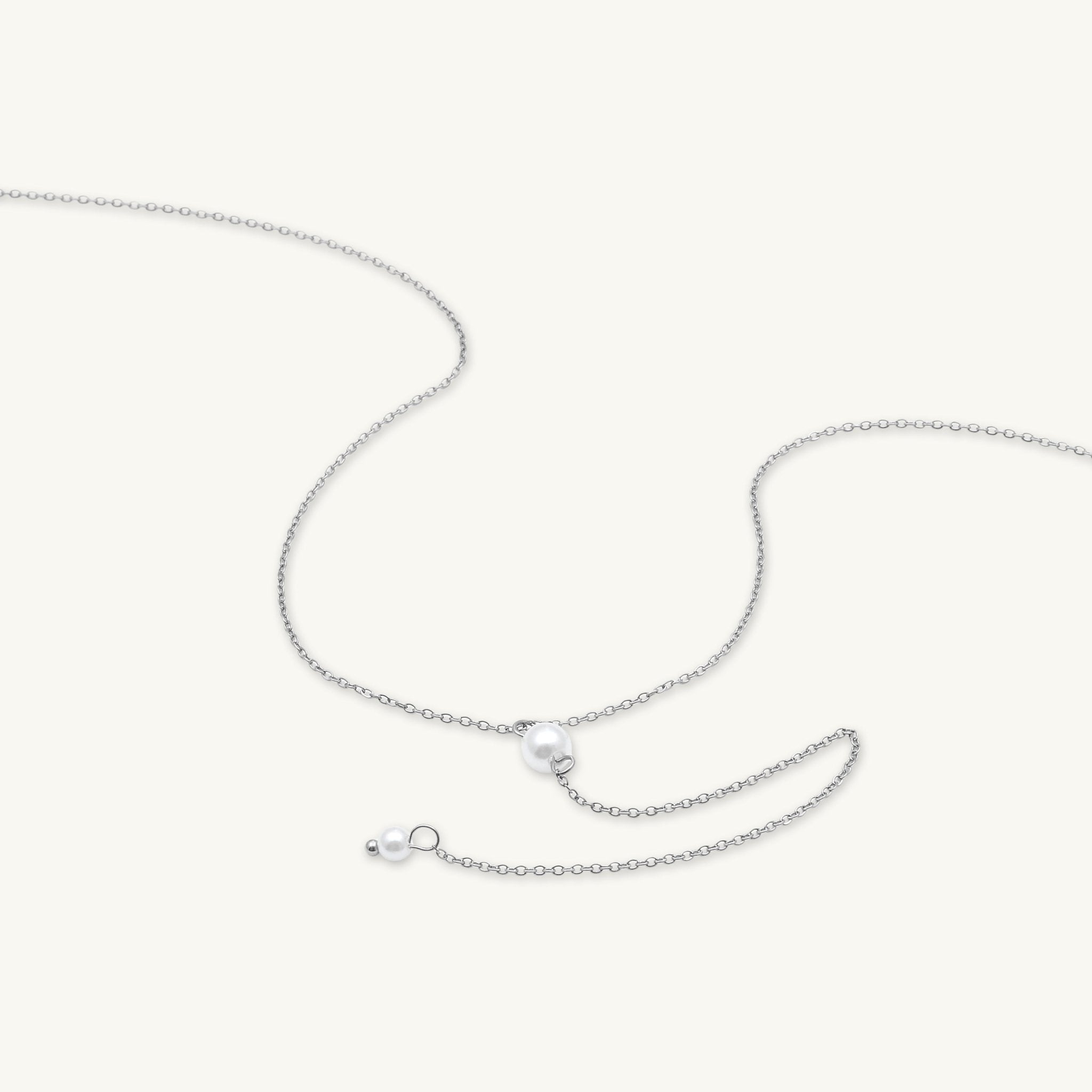 Double Pearl Y Drop Necklace - Camile & Stone