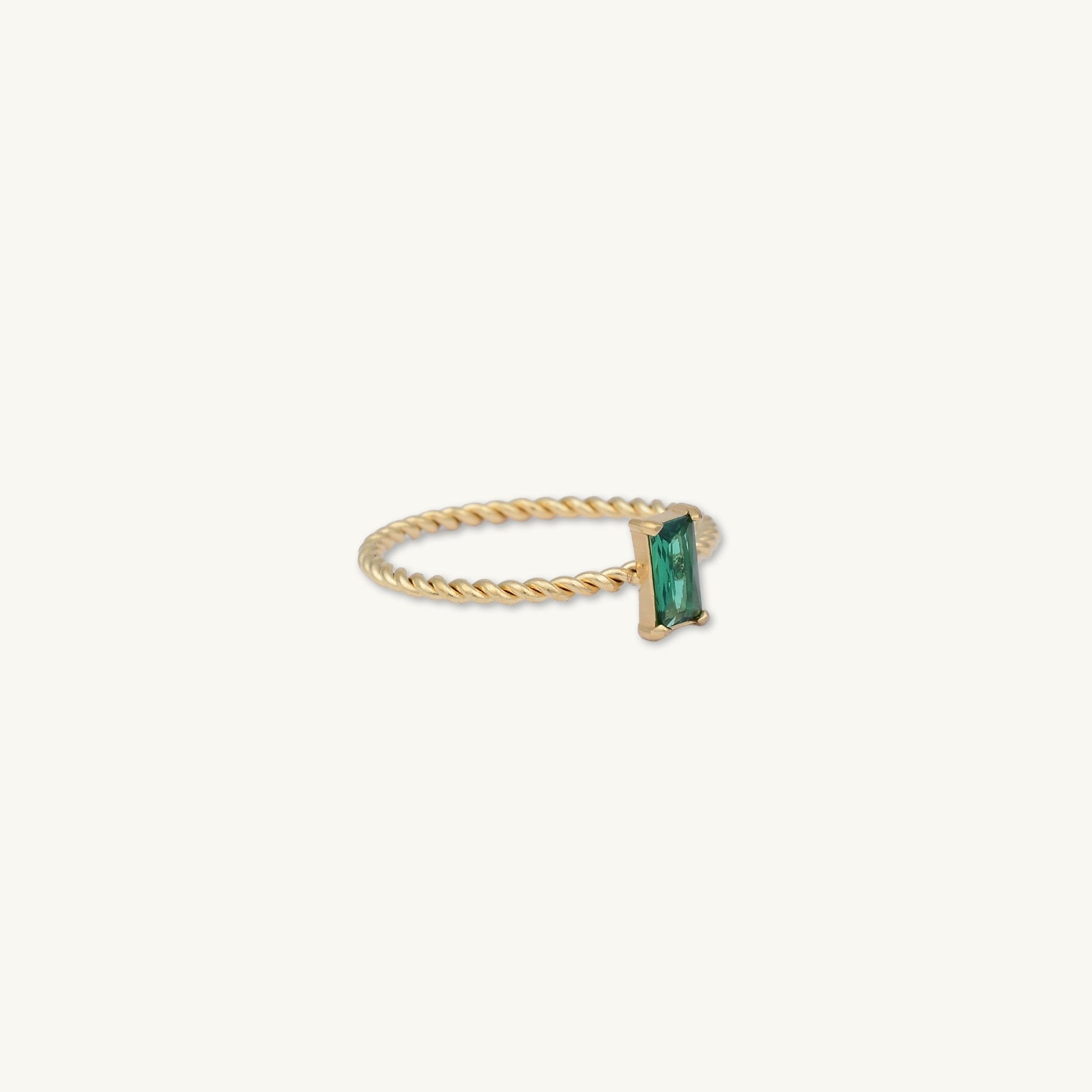 Emerald Baguette Twist Ring - Camile & Stone