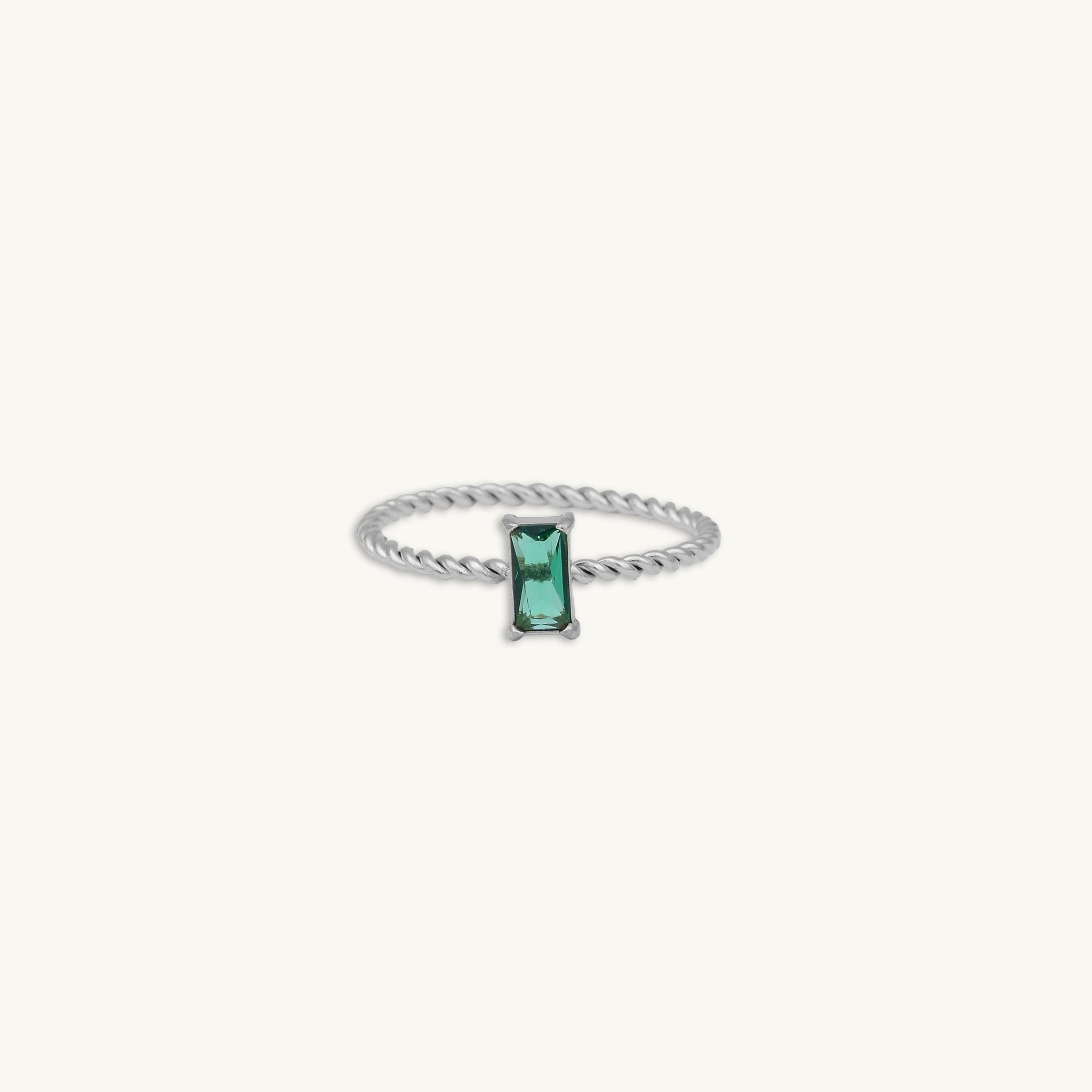 Emerald Baguette Twist Ring - Camile & Stone