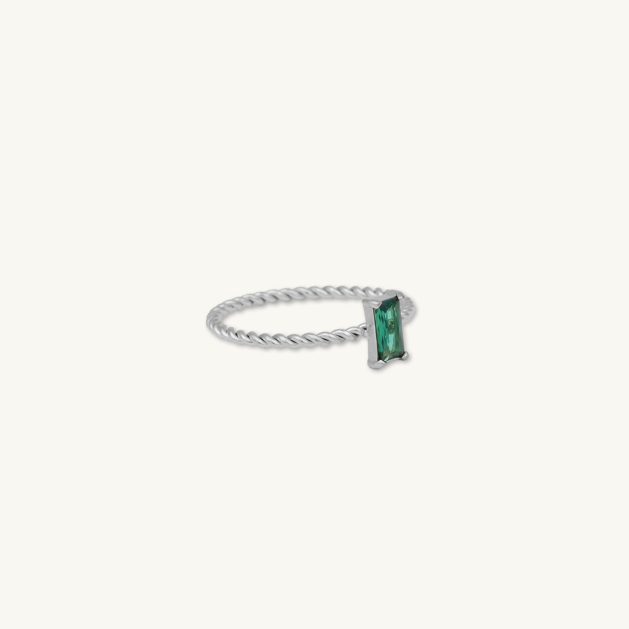 Emerald Baguette Twist Ring - Camile & Stone