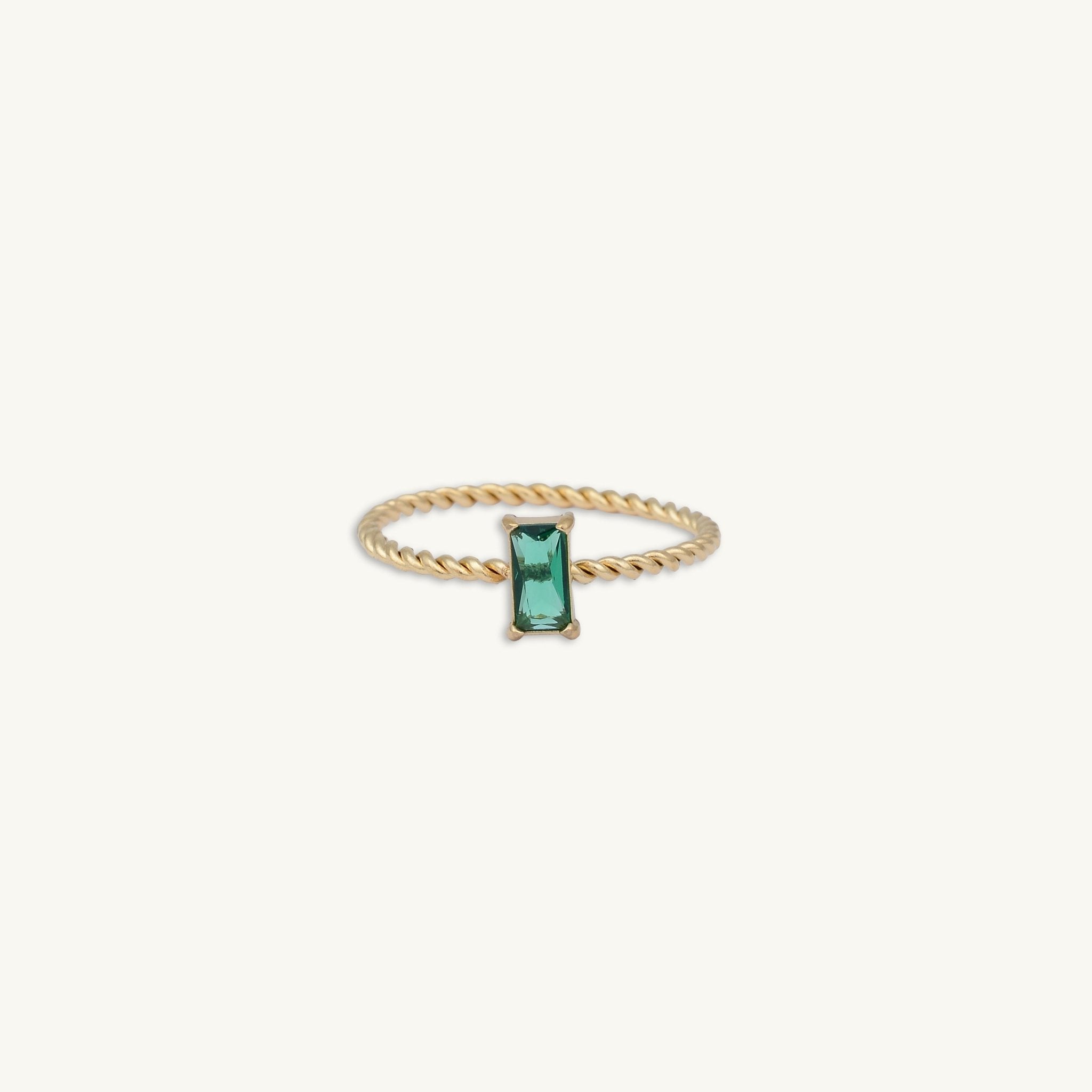 Emerald Baguette Twist Ring - Camile & Stone