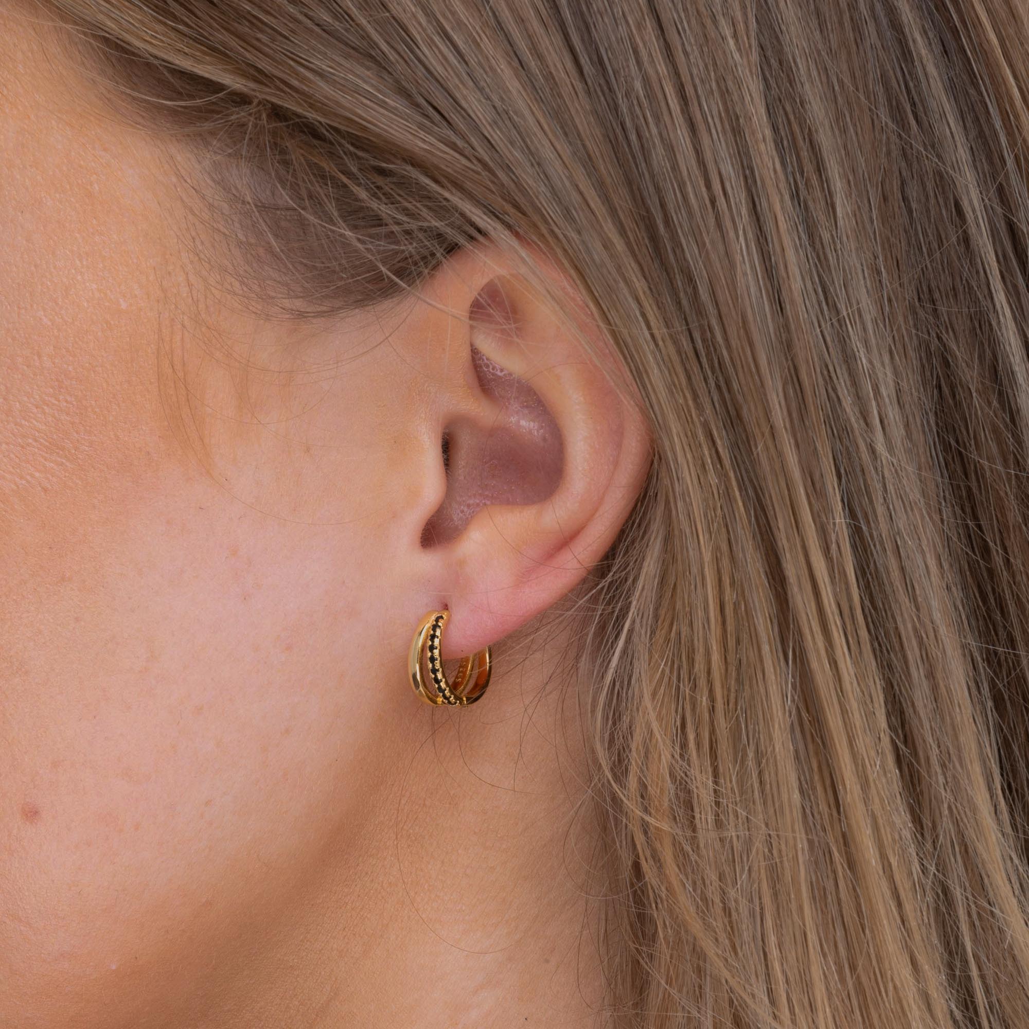 Emerald Double Zirconia Huggie Hoop Earrings - Camile & Stone