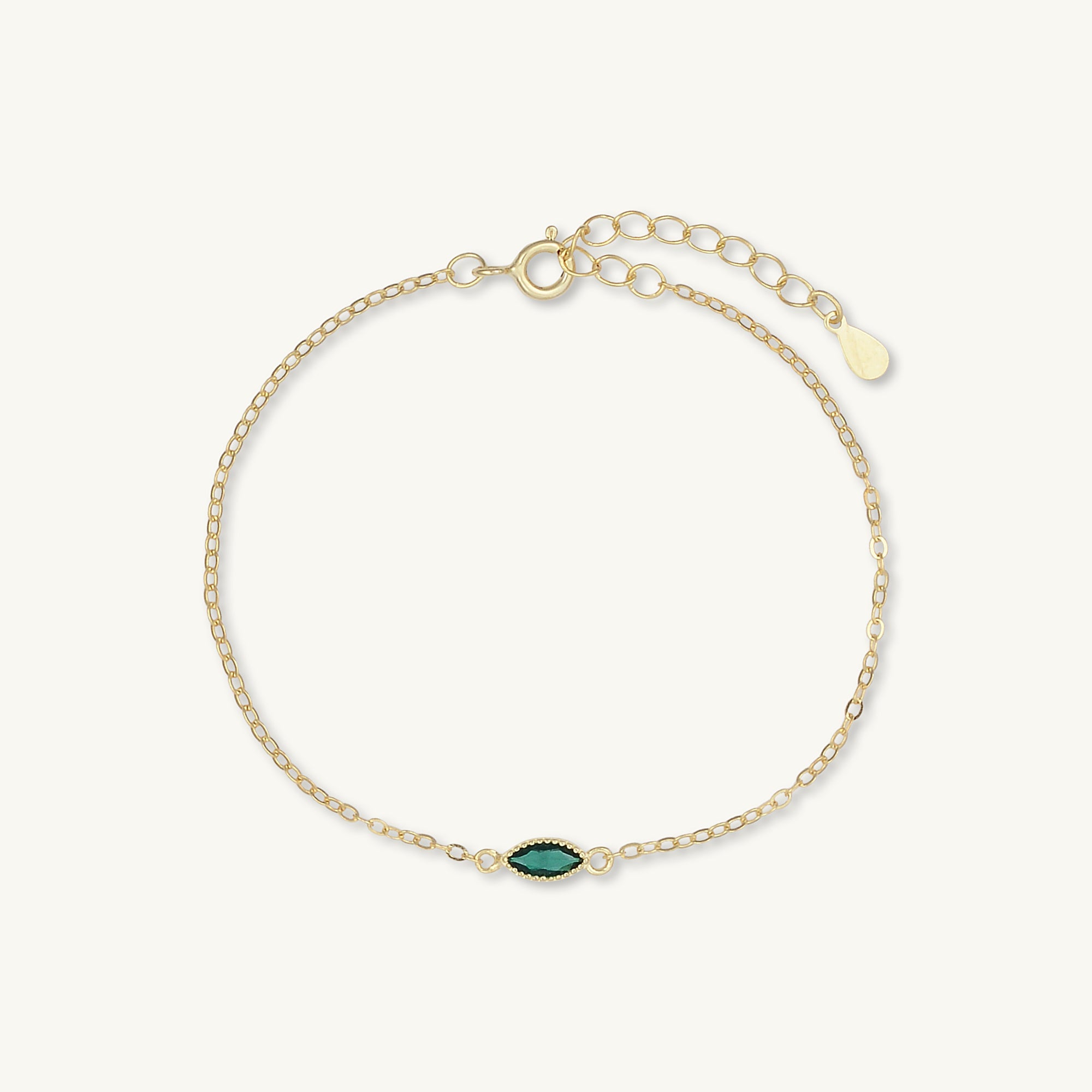 Emerald Evil Eve Marquise Chain Bracelet - Camile & Stone