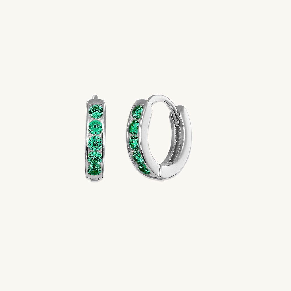 Emerald Inlay Huggie Earrings - Camile & Stone