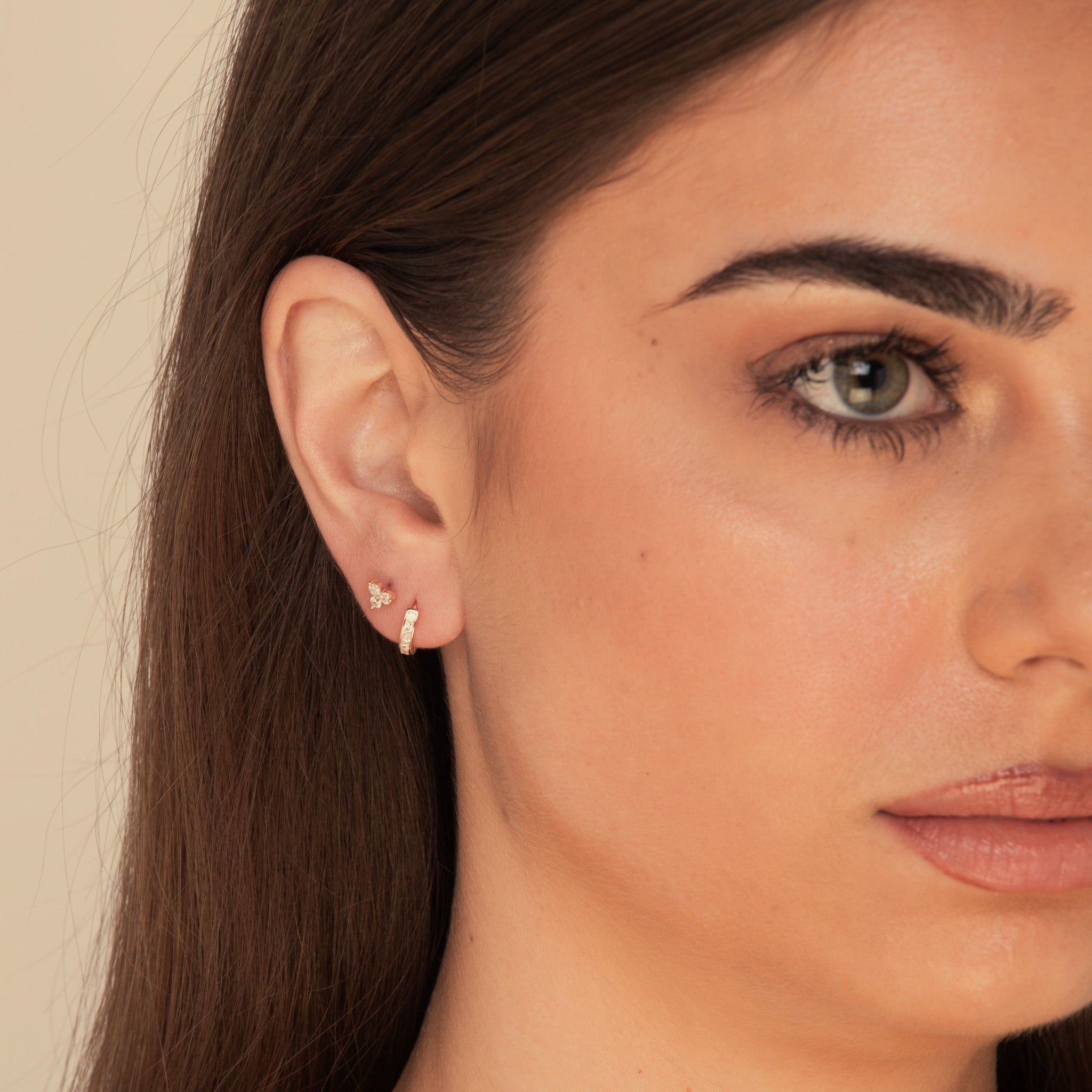 Emerald Inlay Huggie Earrings - Camile & Stone