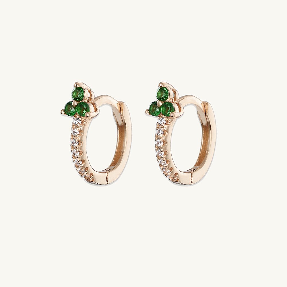 Emerald Lotus Sapphire Hoop Earrings - Camile & Stone