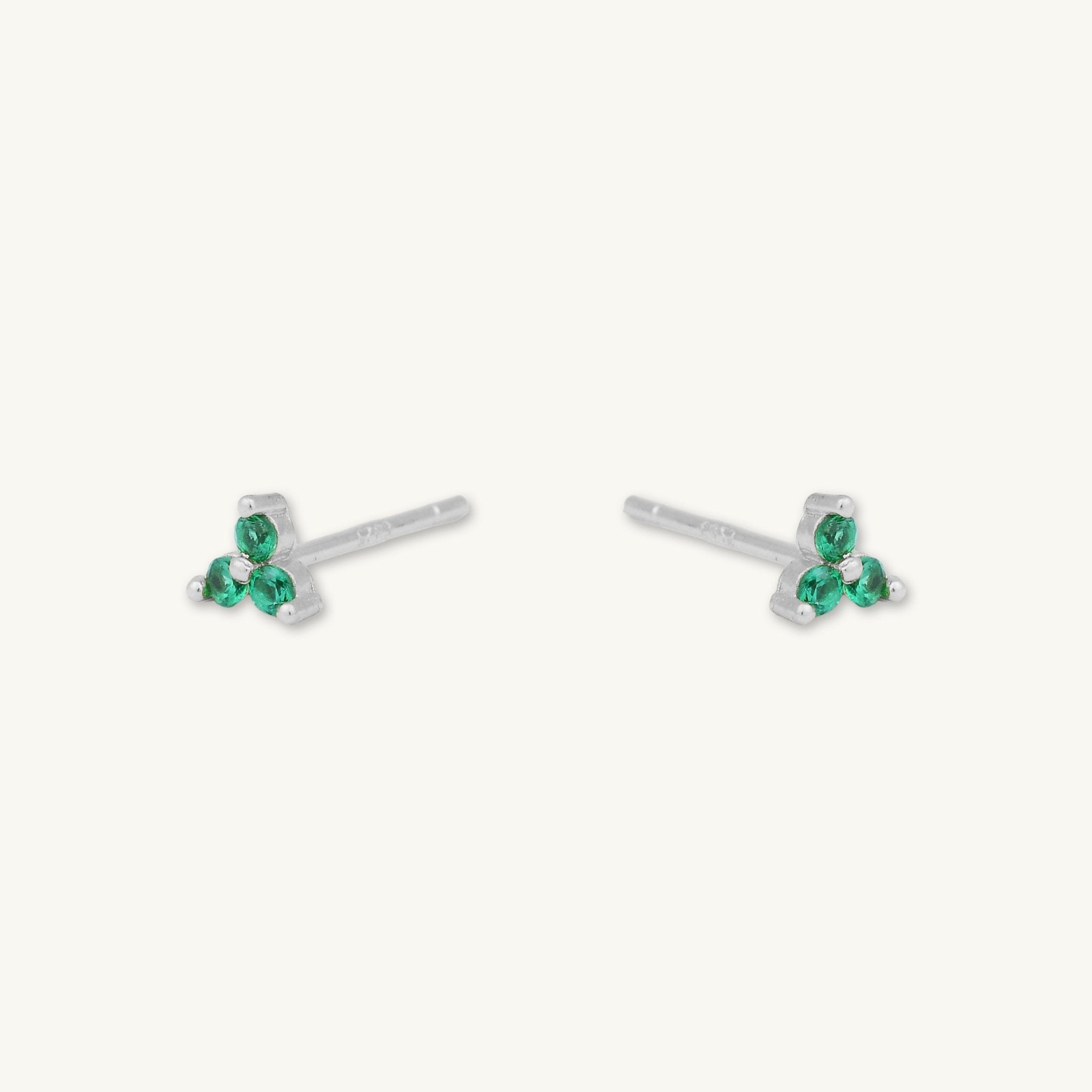 Emerald Lotus Sapphire Stud Earrings - Camile & Stone
