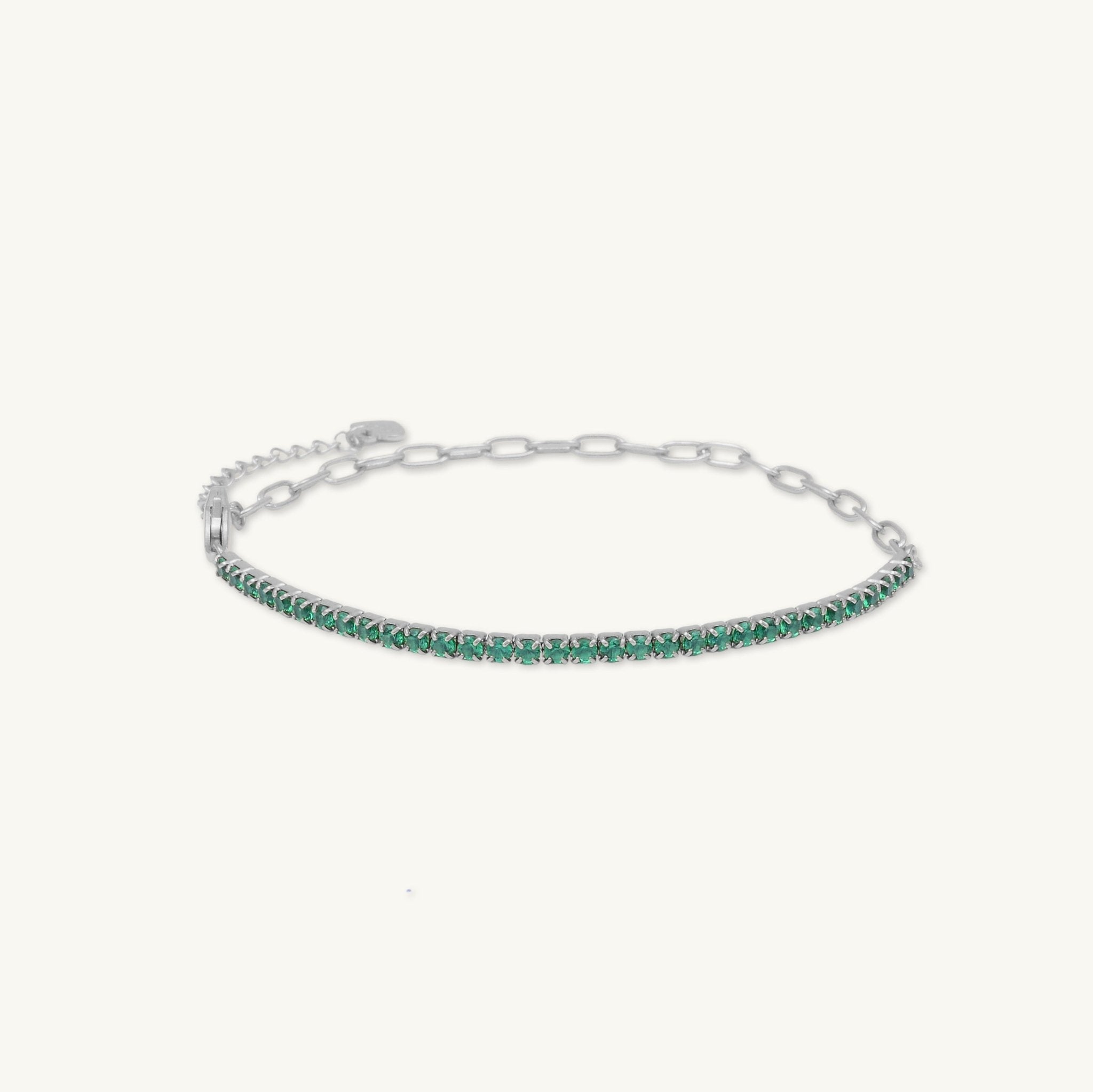 Emerald Tennis Link Chain Bracelet - Camile & Stone