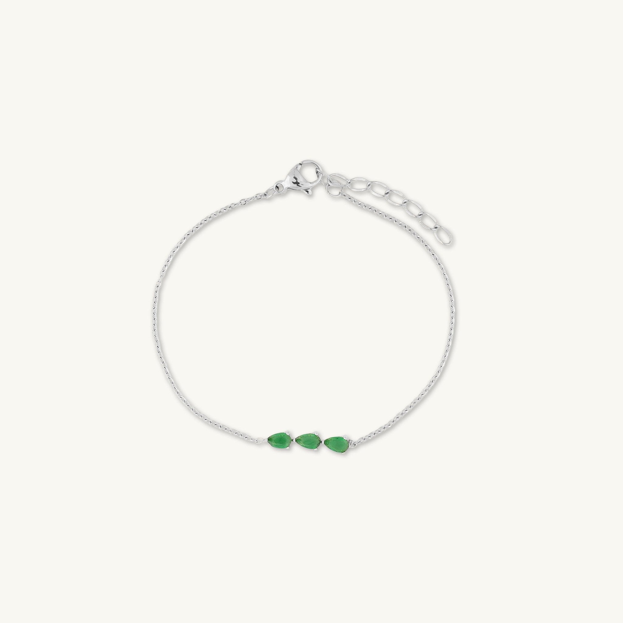 Emerald Trio Teardrop Linear Bracelet - Camile & Stone