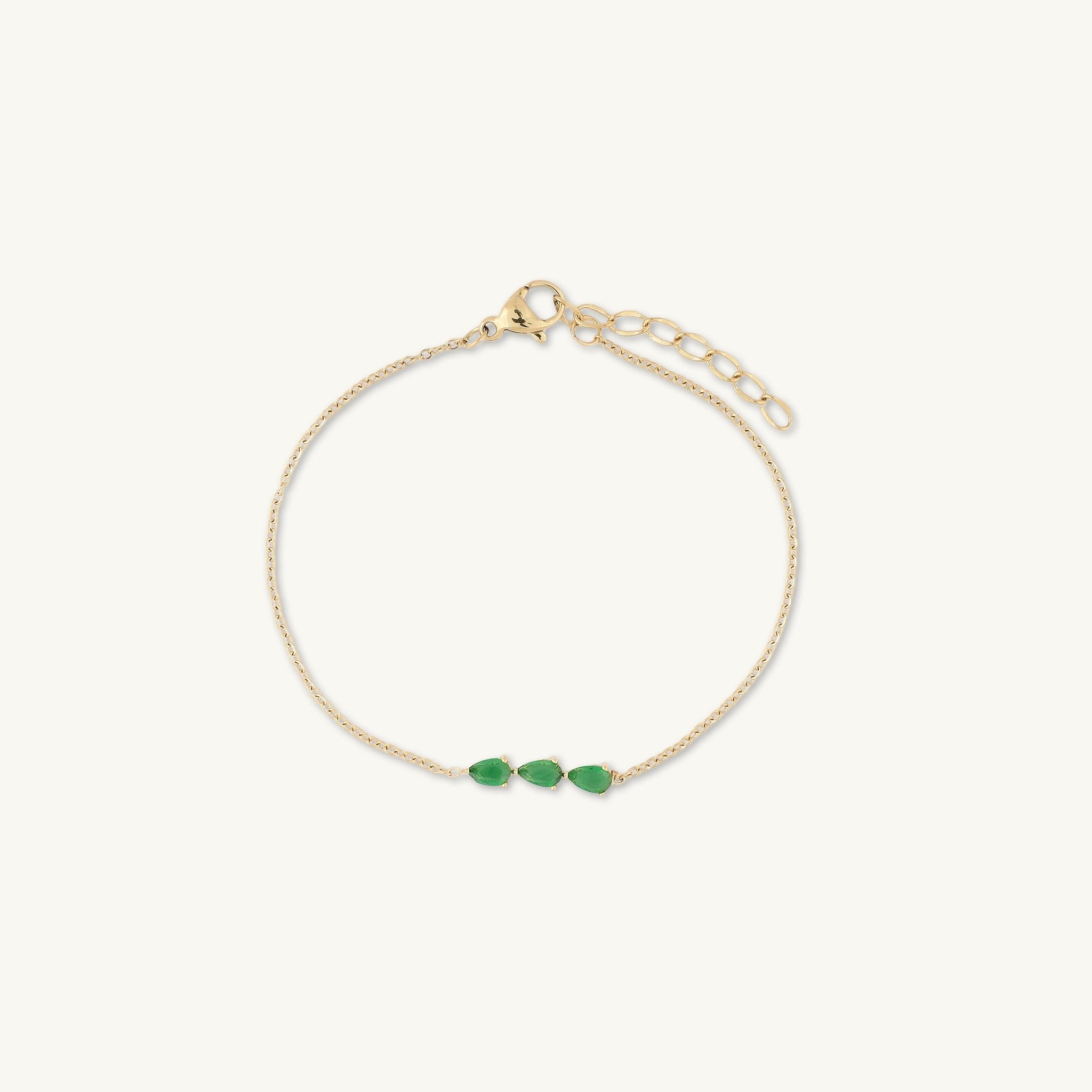 Emerald Trio Teardrop Linear Bracelet - Camile & Stone