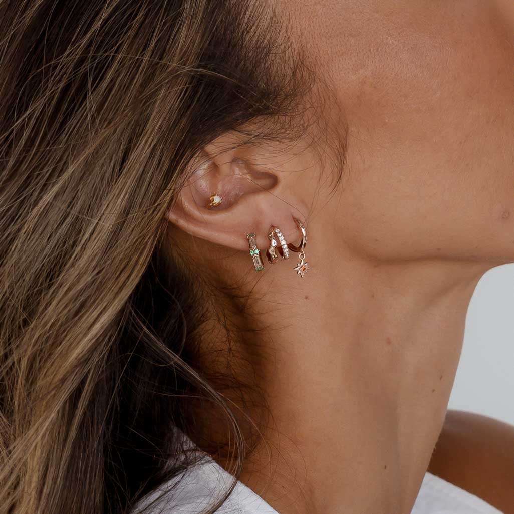 Emerald Zirconia Huggie Earrings - Camile & Stone