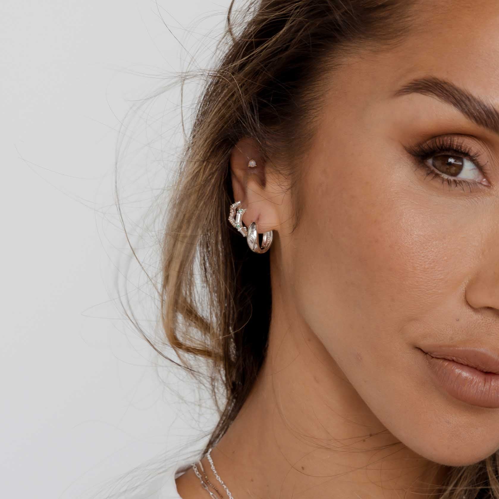 Emerald Zirconia Huggie Earrings - Camile & Stone