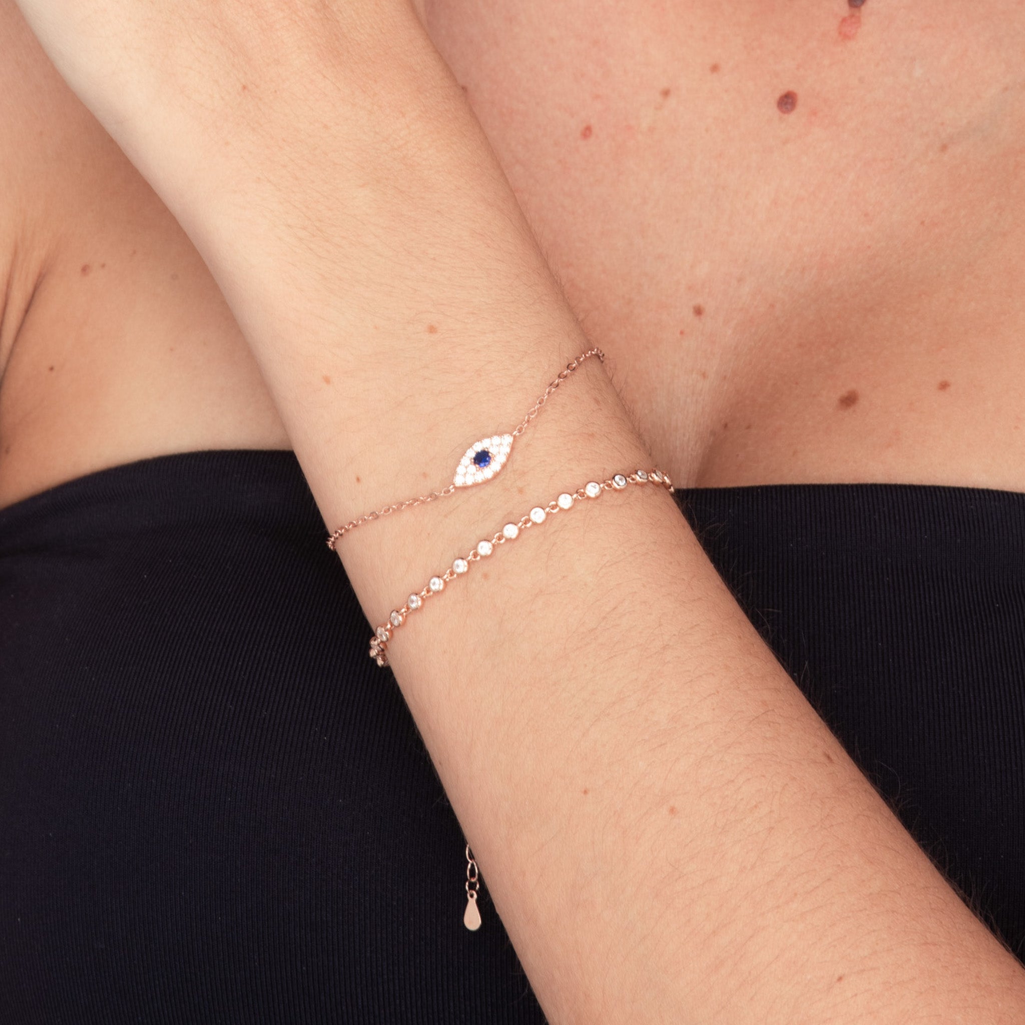Evil Eye Pave Chain Bracelet - Camile & Stone