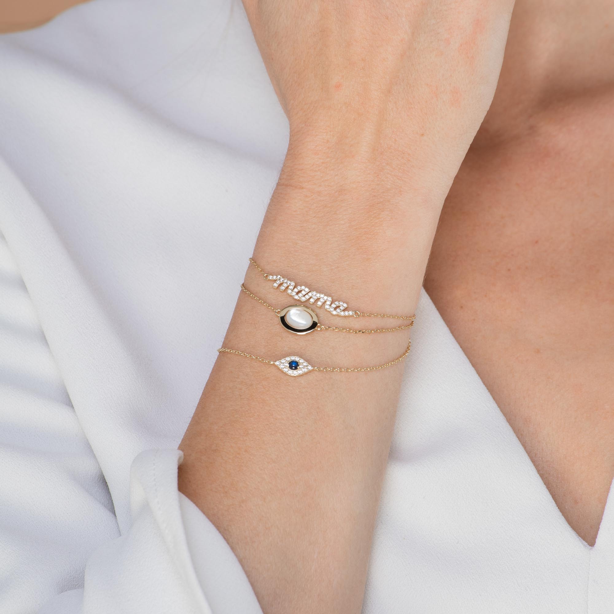 Evil Eye Pave Chain Bracelet - Camile & Stone