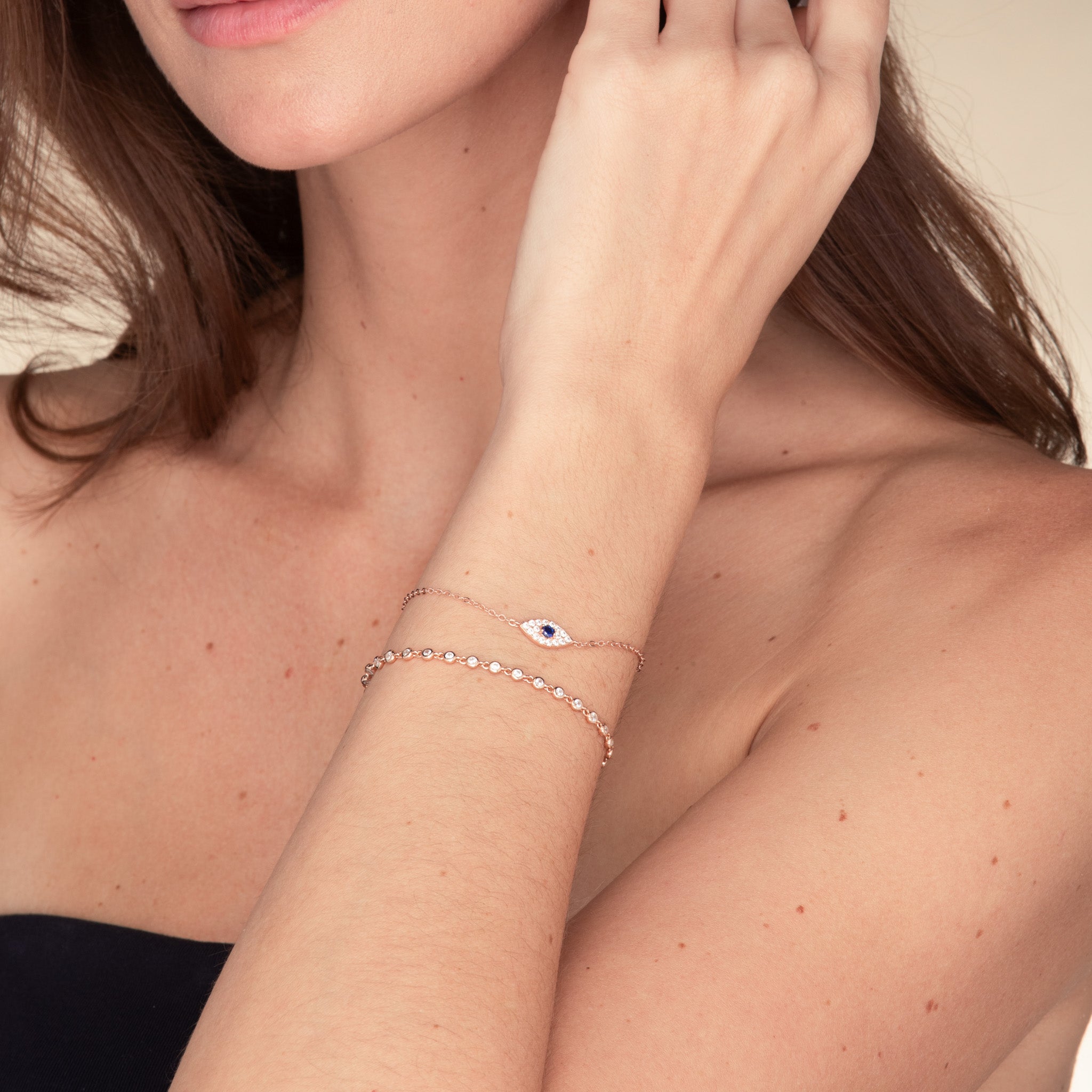 Evil Eye Pave Chain Bracelet - Camile & Stone