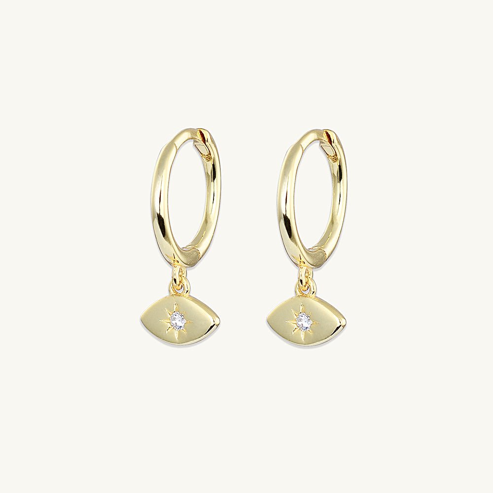 Evil Eye Sapphire Huggie Earrings - Camile & Stone