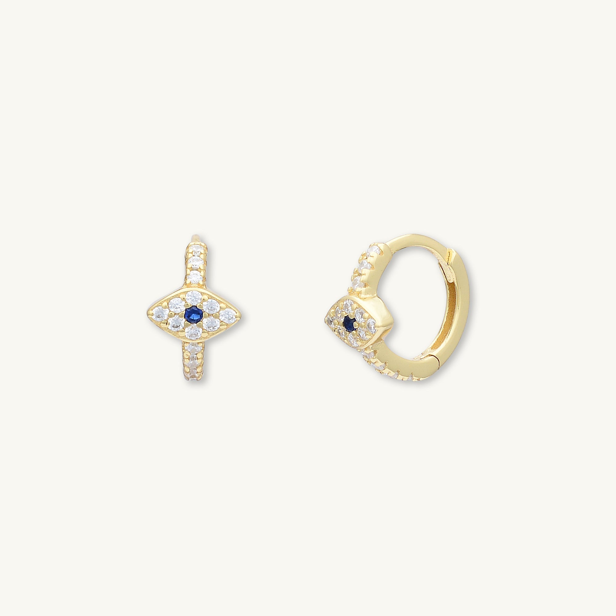Evil Eye Sapphire Huggie Earrings - Camile & Stone