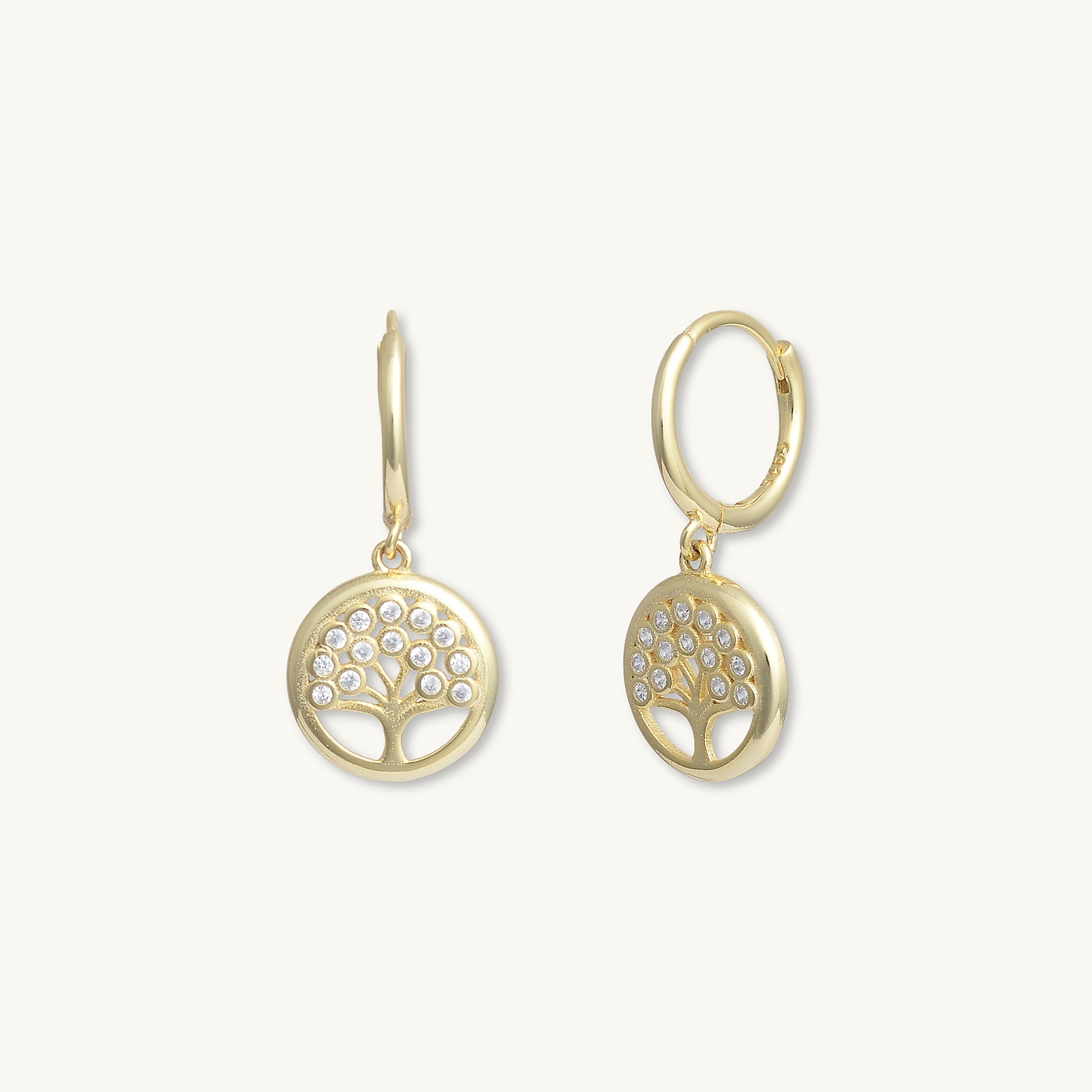 Family Tree Zirconia Huggie Earrings - Camile & Stone