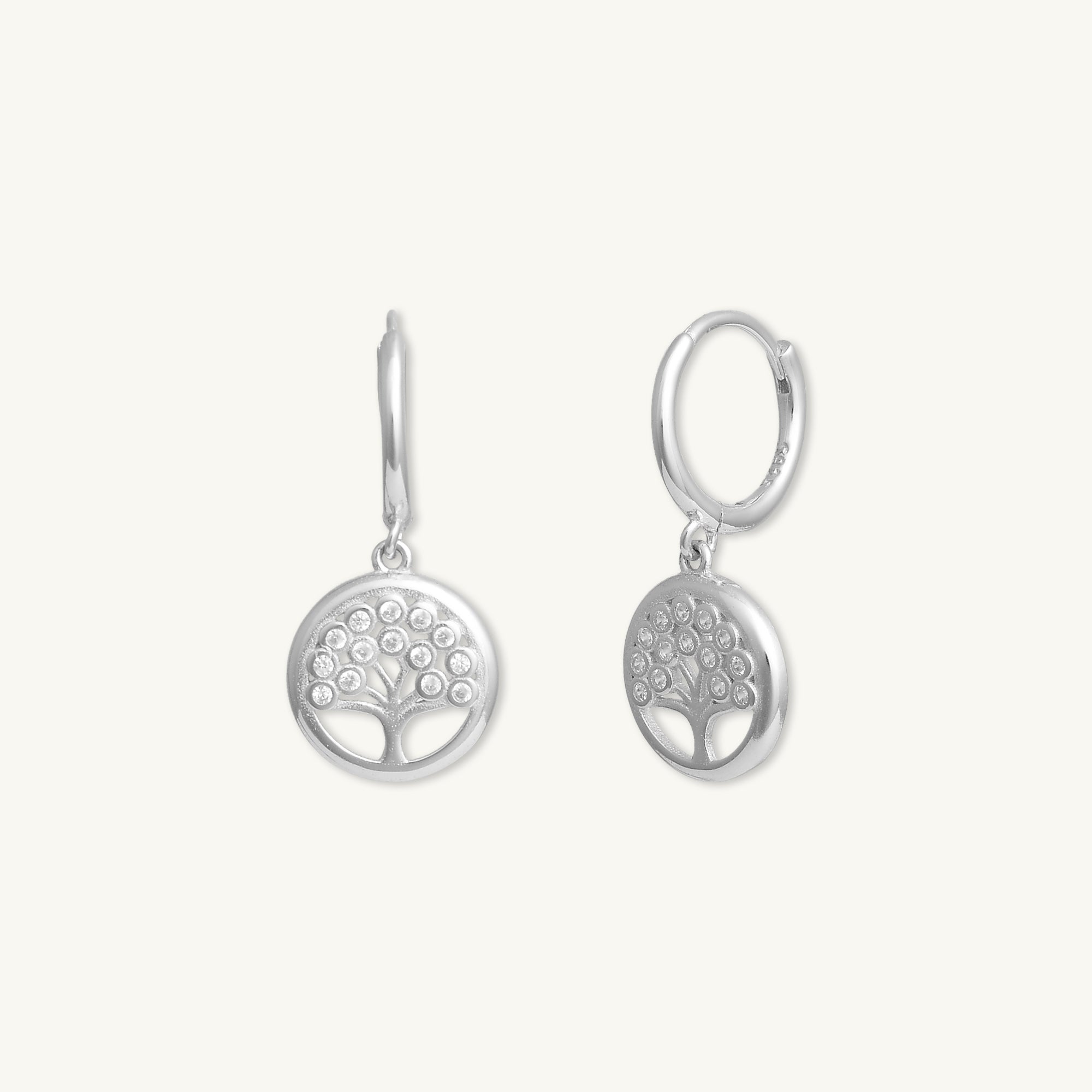 Family Tree Zirconia Huggie Earrings - Camile & Stone