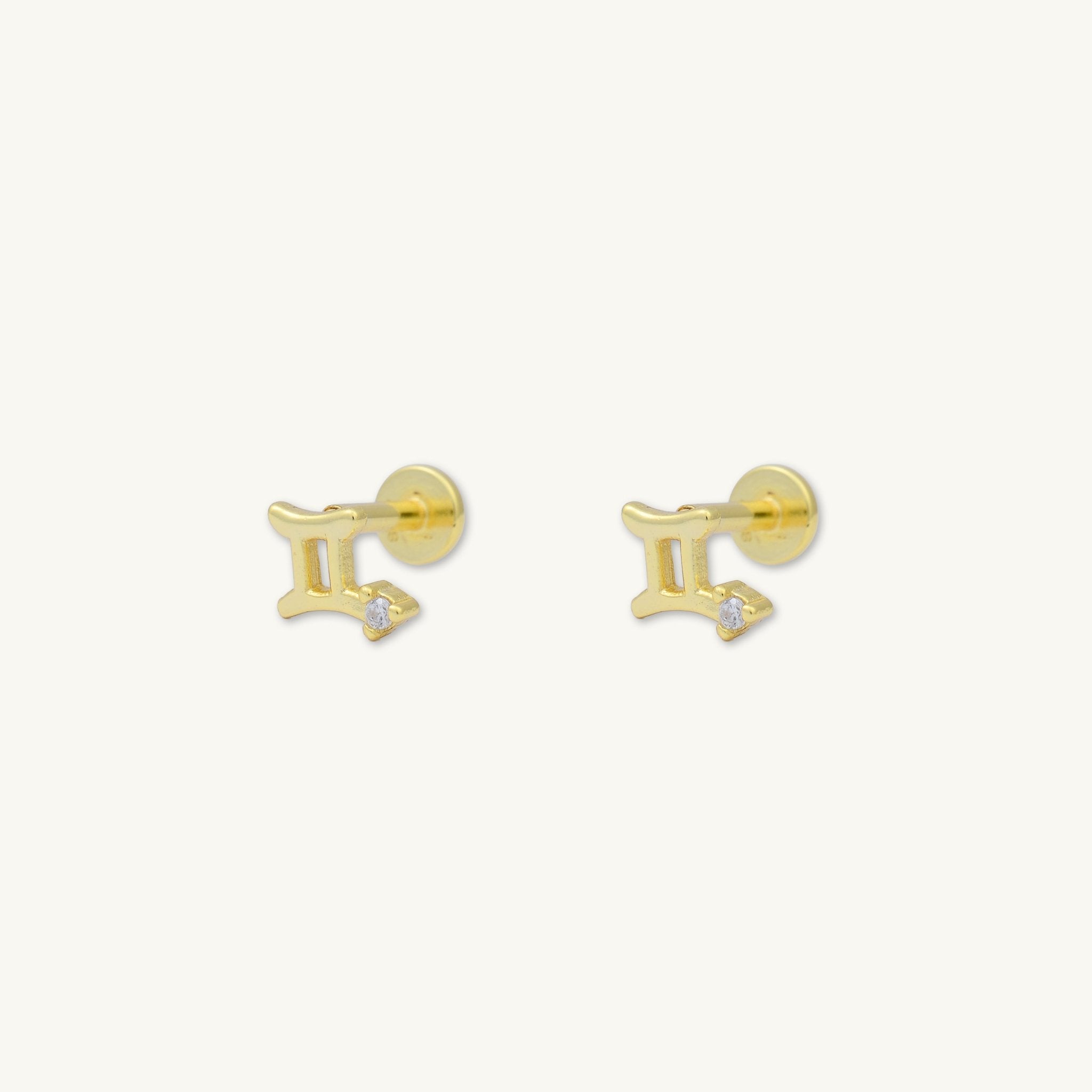 Gemini Zodiac Star Sign Flat Back Earrings - Camile & Stone
