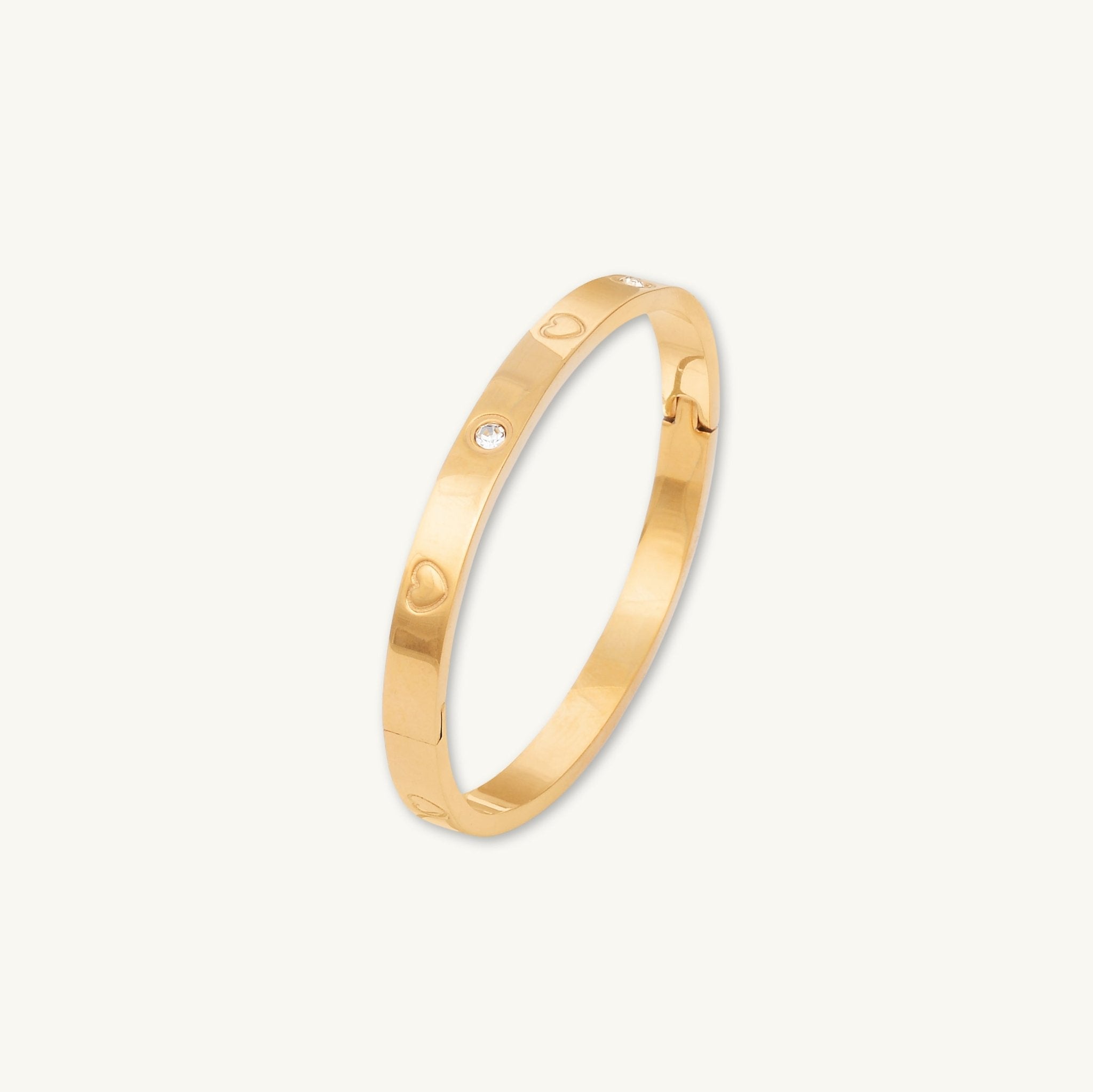 Heart Zirconia Hinged Bangle Bracelet - Camile & Stone