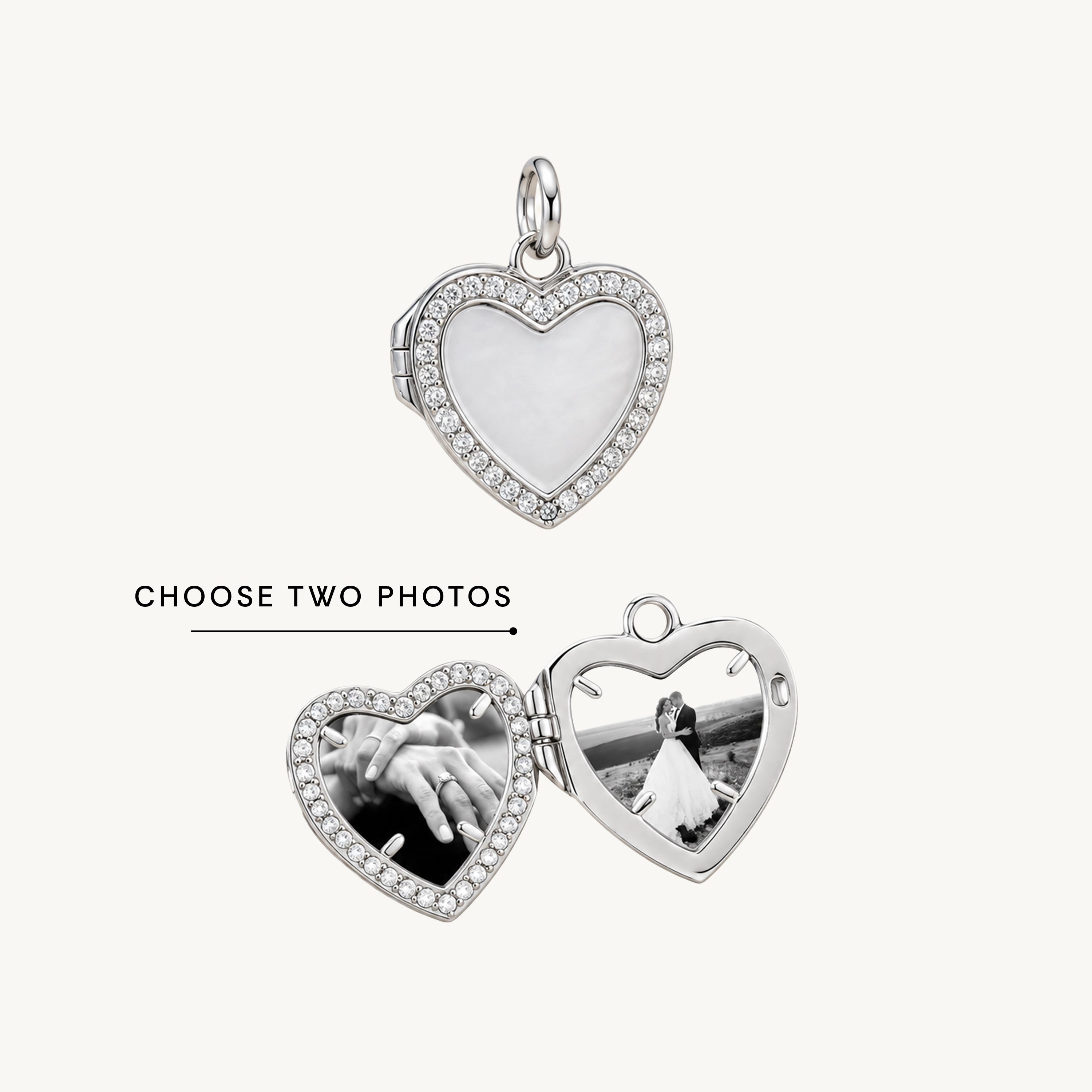 Heart Sapphire Photo Locket Pendant