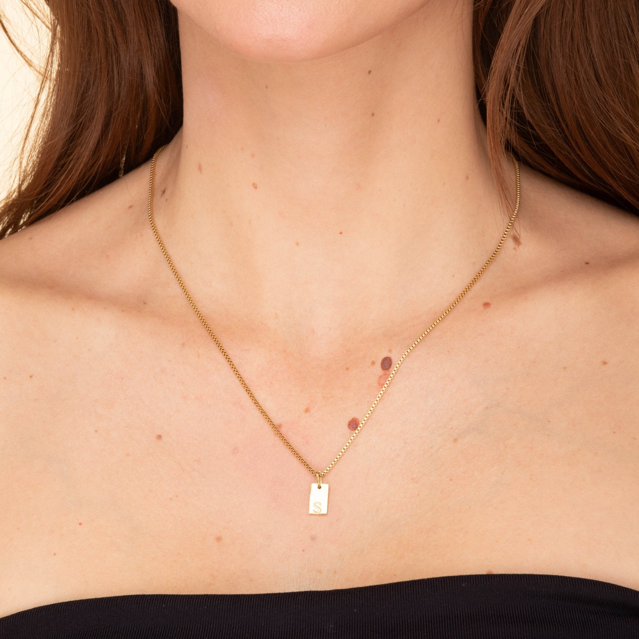 Initial Letter Tag Chain Necklace - Camile & Stone
