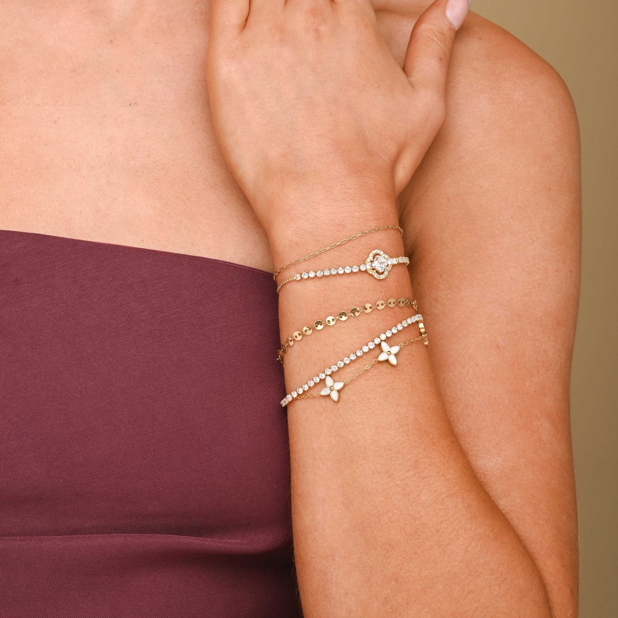 Jannah Clover Tennis Chain Bracelet - Camile & Stone