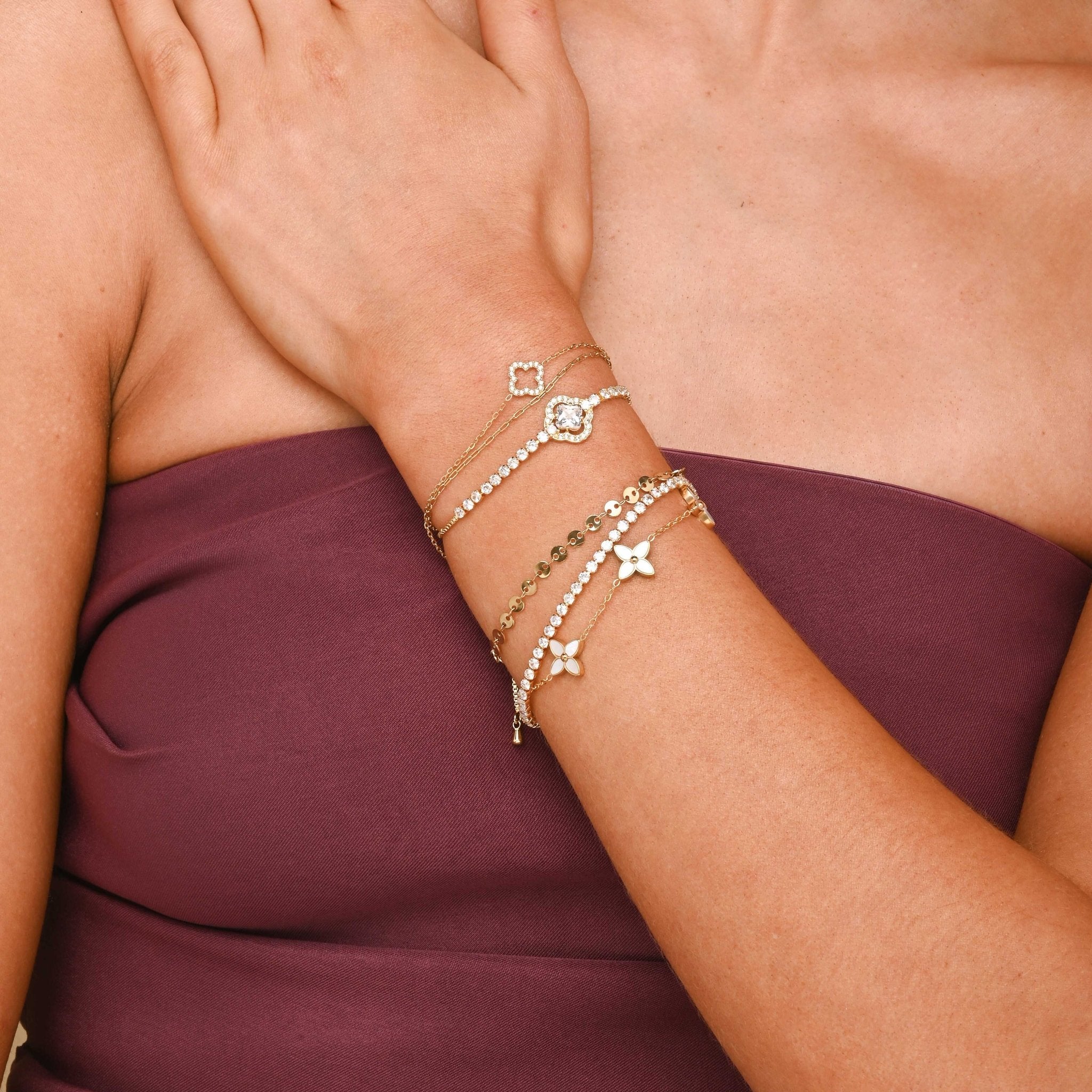 Jannah Clover Tennis Chain Bracelet - Camile & Stone