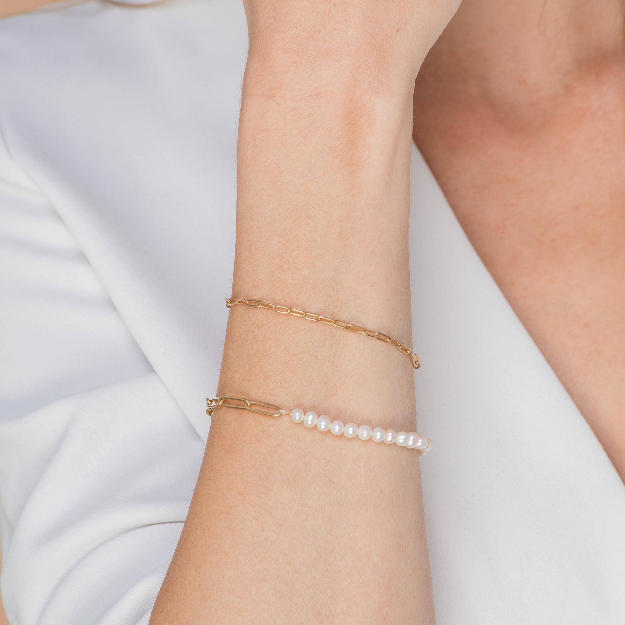 Kelly Paperlink Pearl Bracelet - Camile & Stone