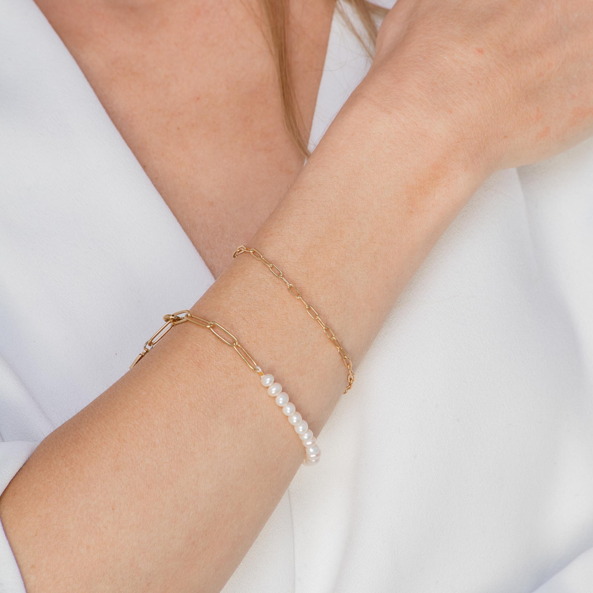 Kelly Paperlink Pearl Bracelet - Camile & Stone