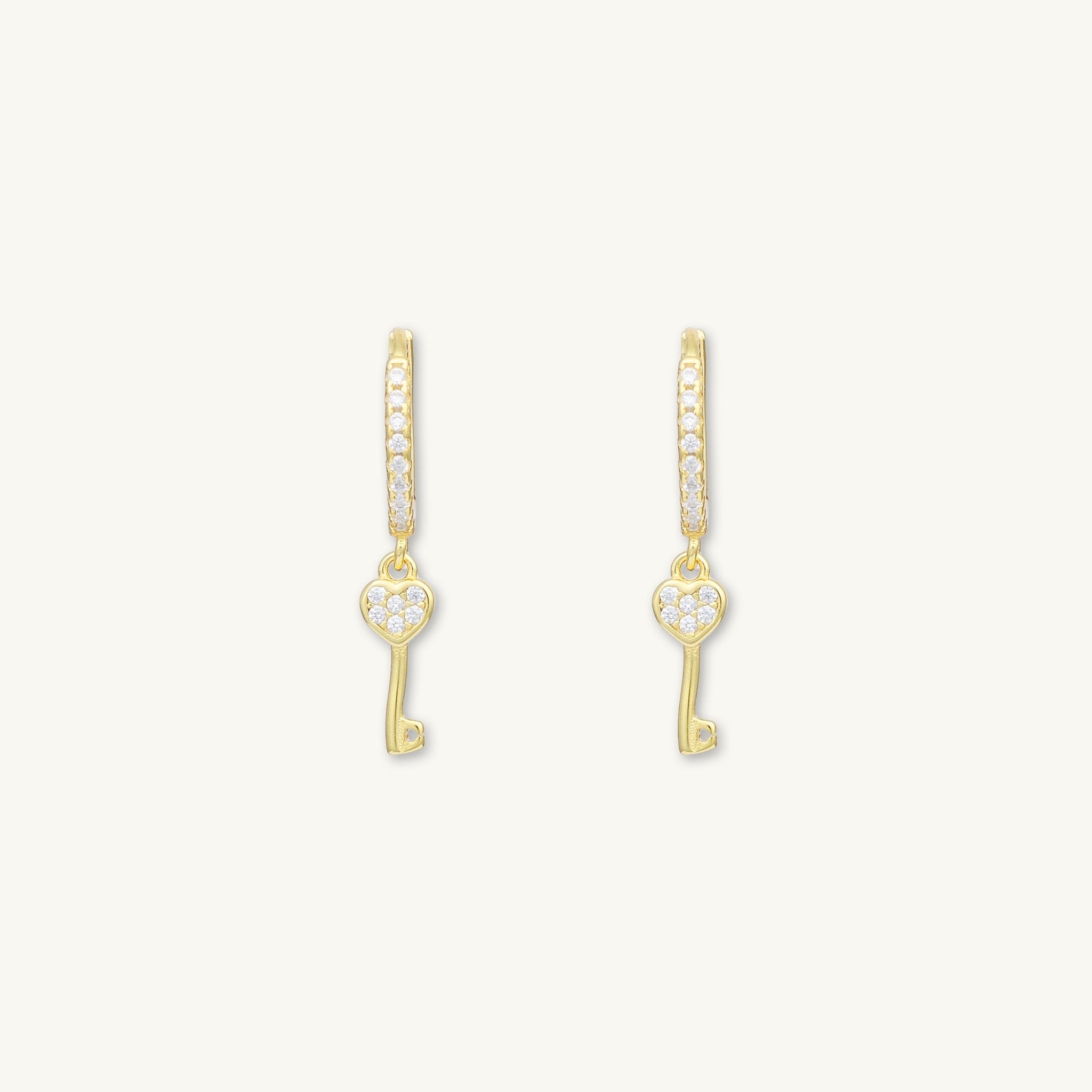 Key To My Heart Huggie Earrings - Camile & Stone